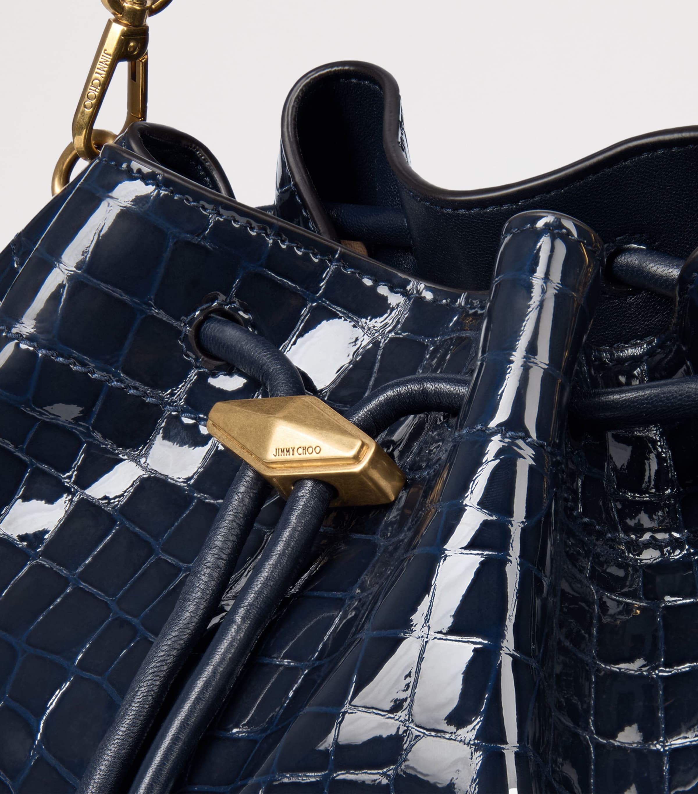Jimmy Choo Croc-Embossed Bon Bon Shoulder Bag Marine/gold Image 5