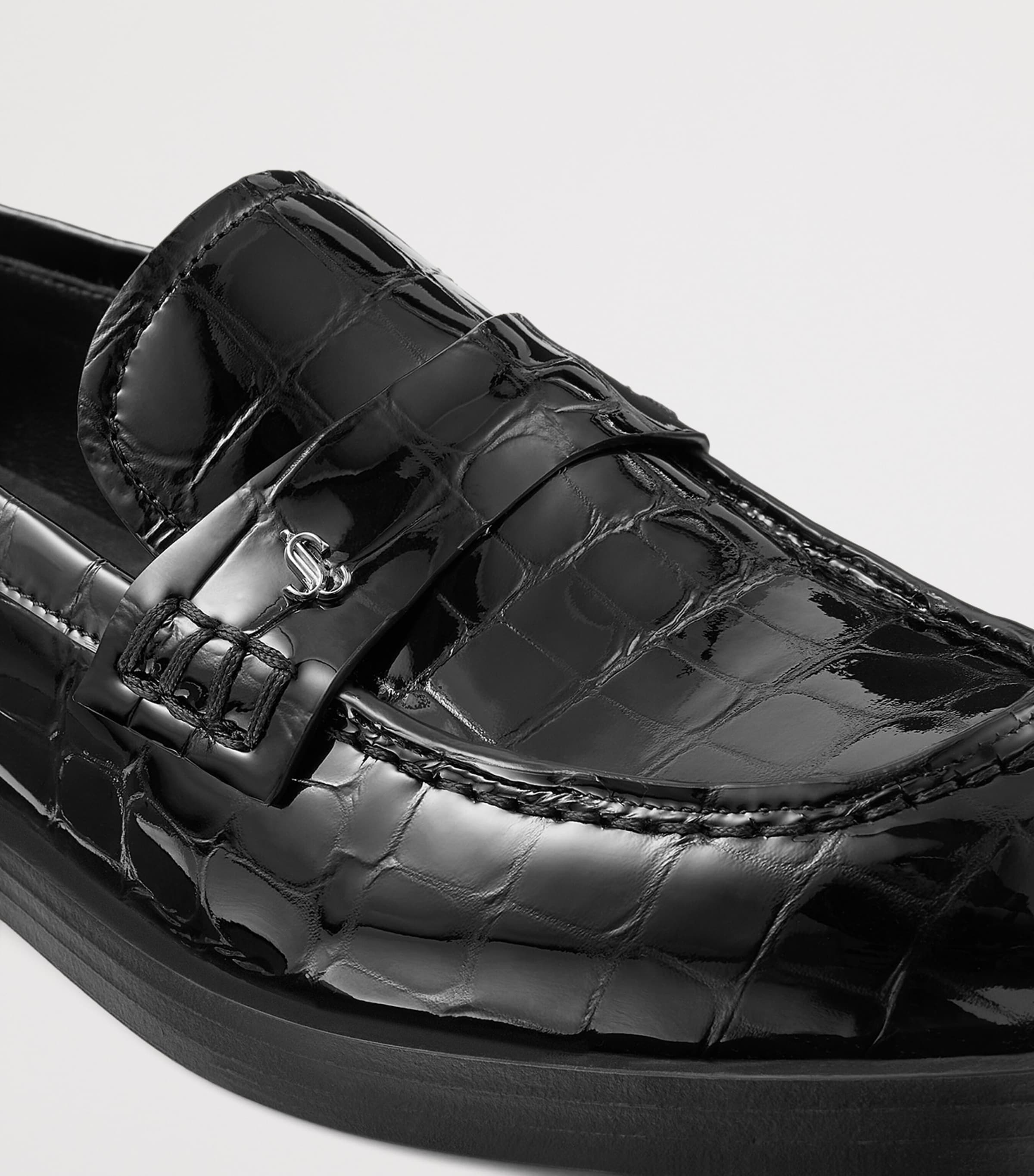 Ivy Croc-Embossed Leather Loafers BLACK Image 6
