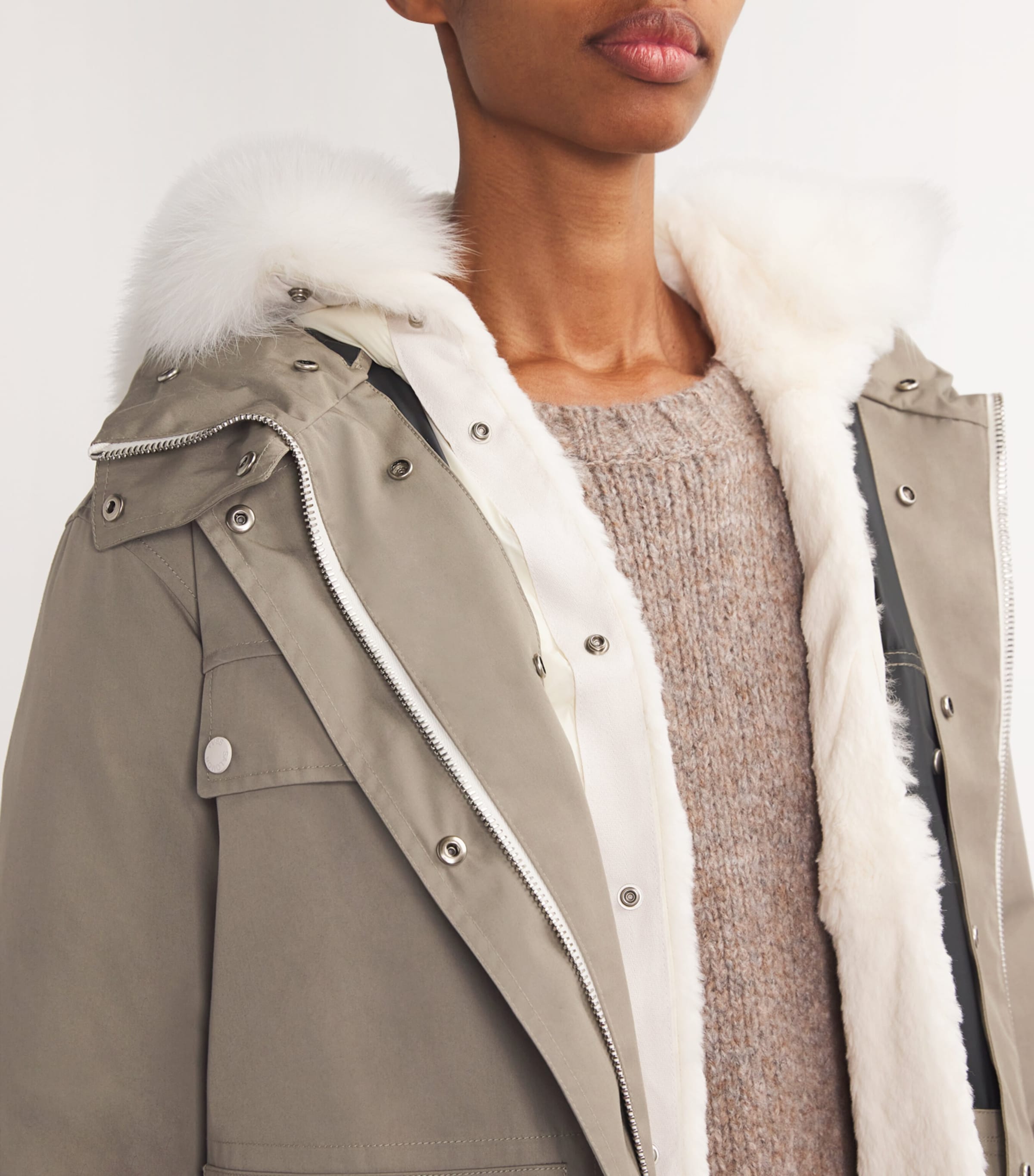 アウターその他 ARMY YVES SALOMON 'Honolulu' jacket Beige Yves Salomon Canvas Fur-Trim Parka Jacket | Harrods US