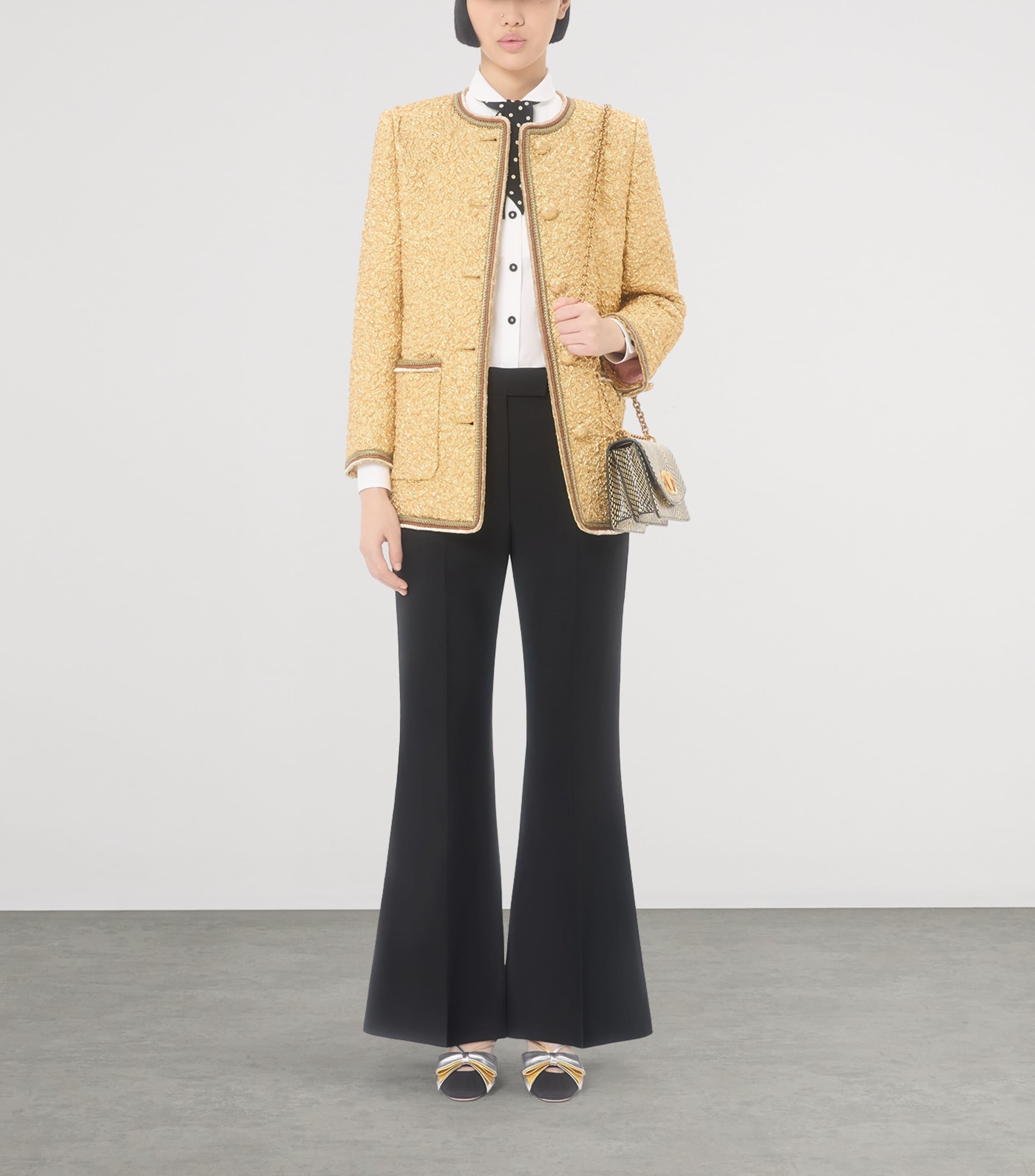 Virgin Wool Flared Tailored Trousers 0NO Image 5