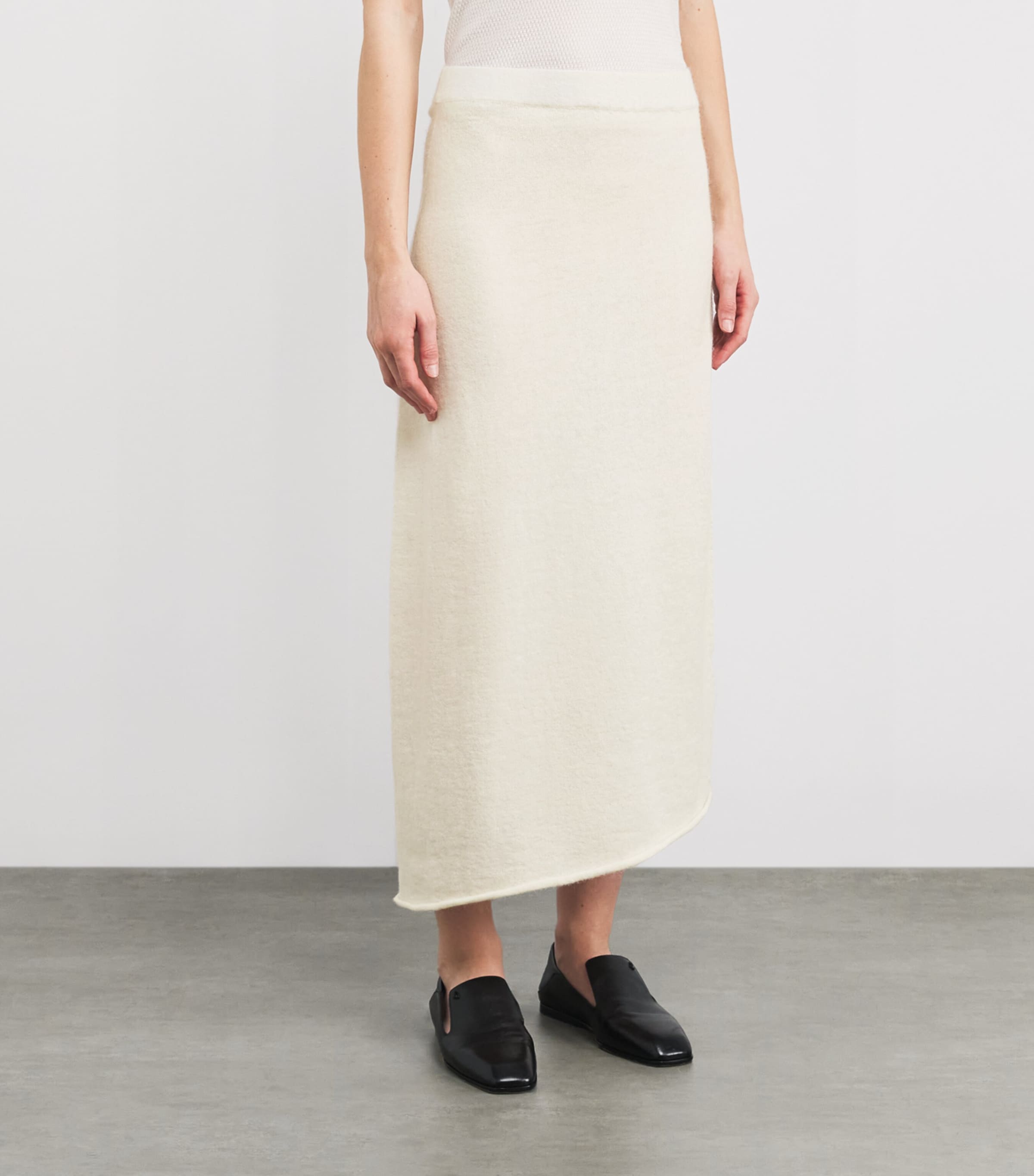 Alpaca-Blend Askew Midi Skirt RAW WHITE Image 3