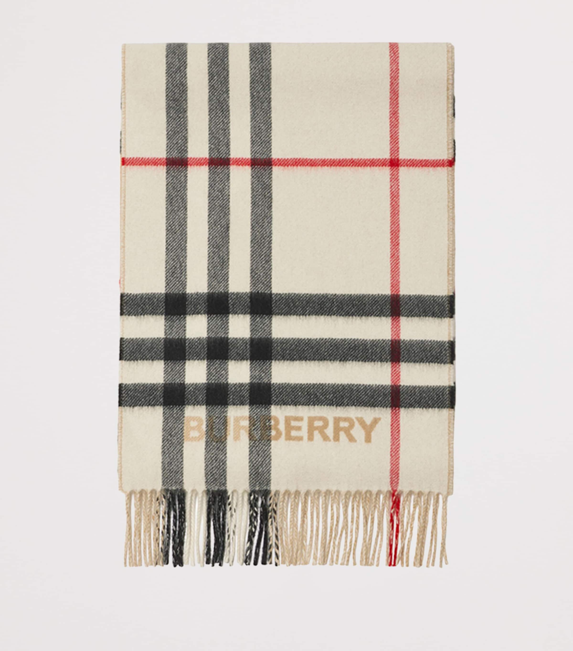 Cashmere Contrast Check Scarf ARC BEIGE/ NAT WHITE Image 2