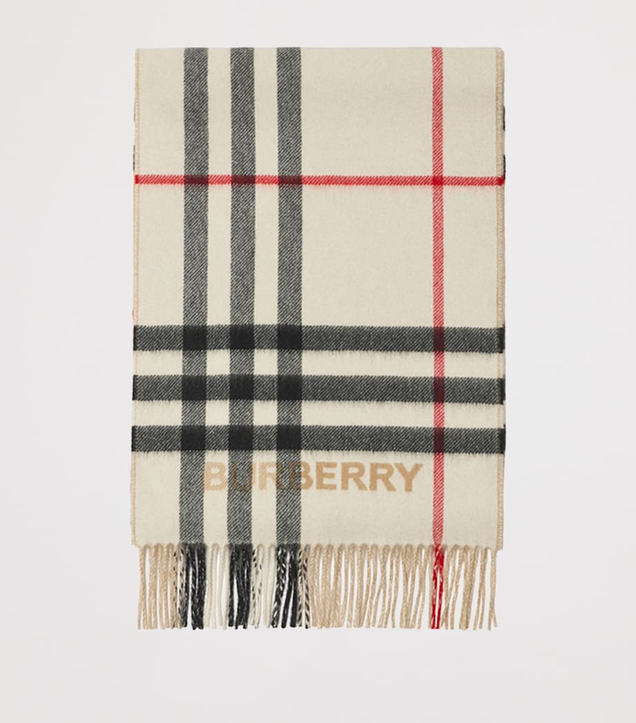 Cashmere Contrast Check Scarf ARC BEIGE/ NAT WHITE Image 2