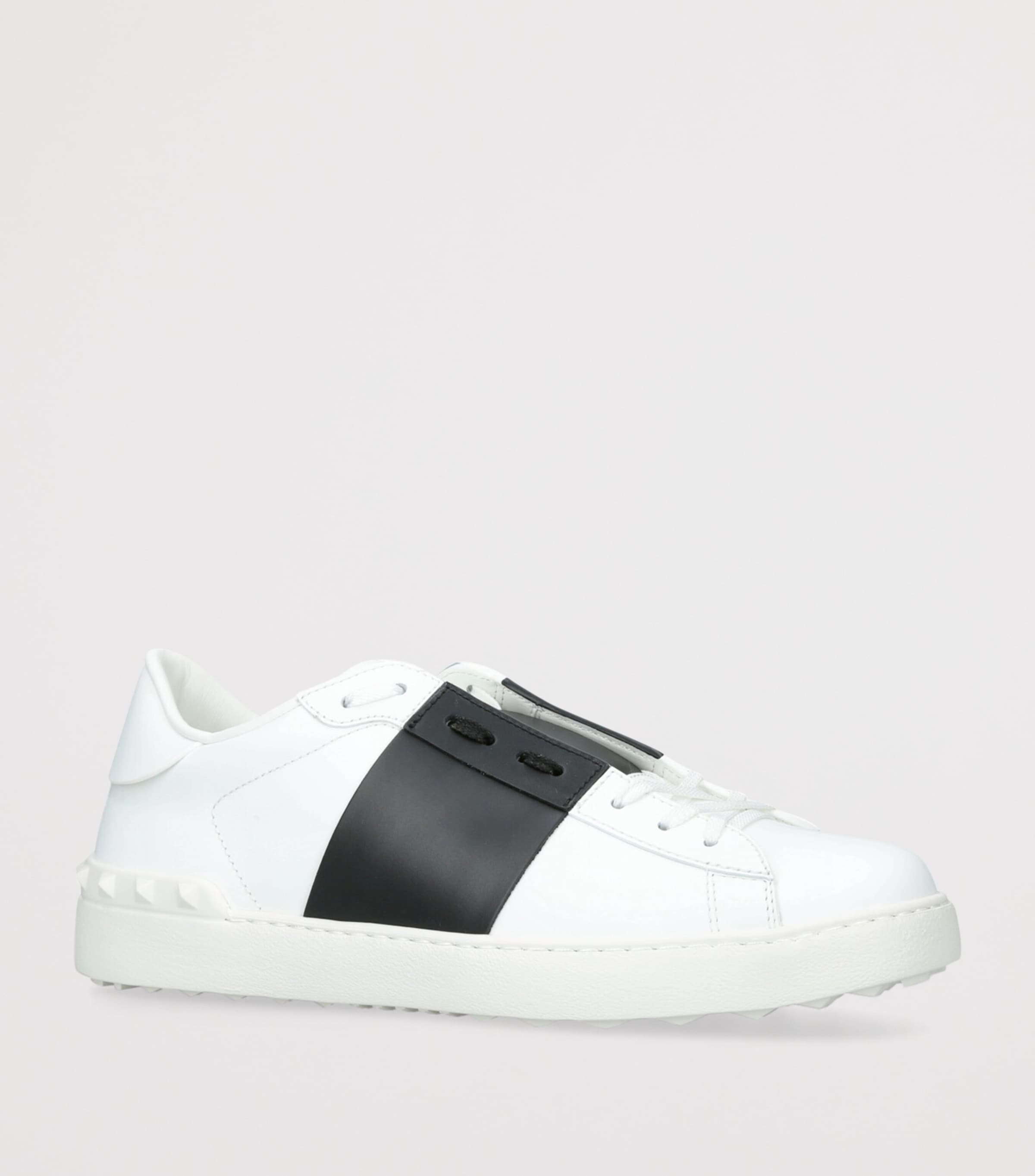 Leather Open Sneakers WHITE/BLK Image 3