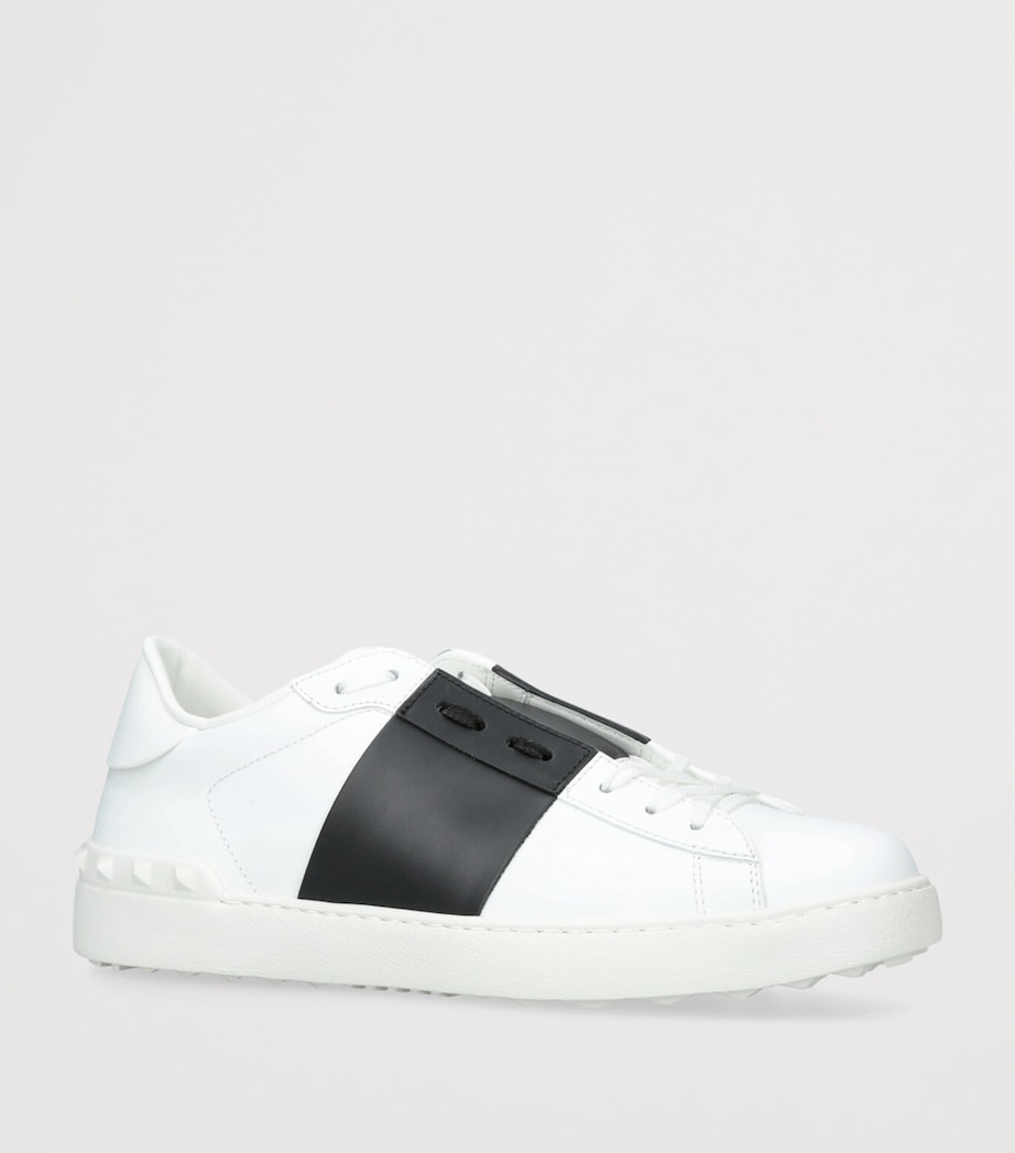 Leather Open Sneakers WHITE/BLK Image 3
