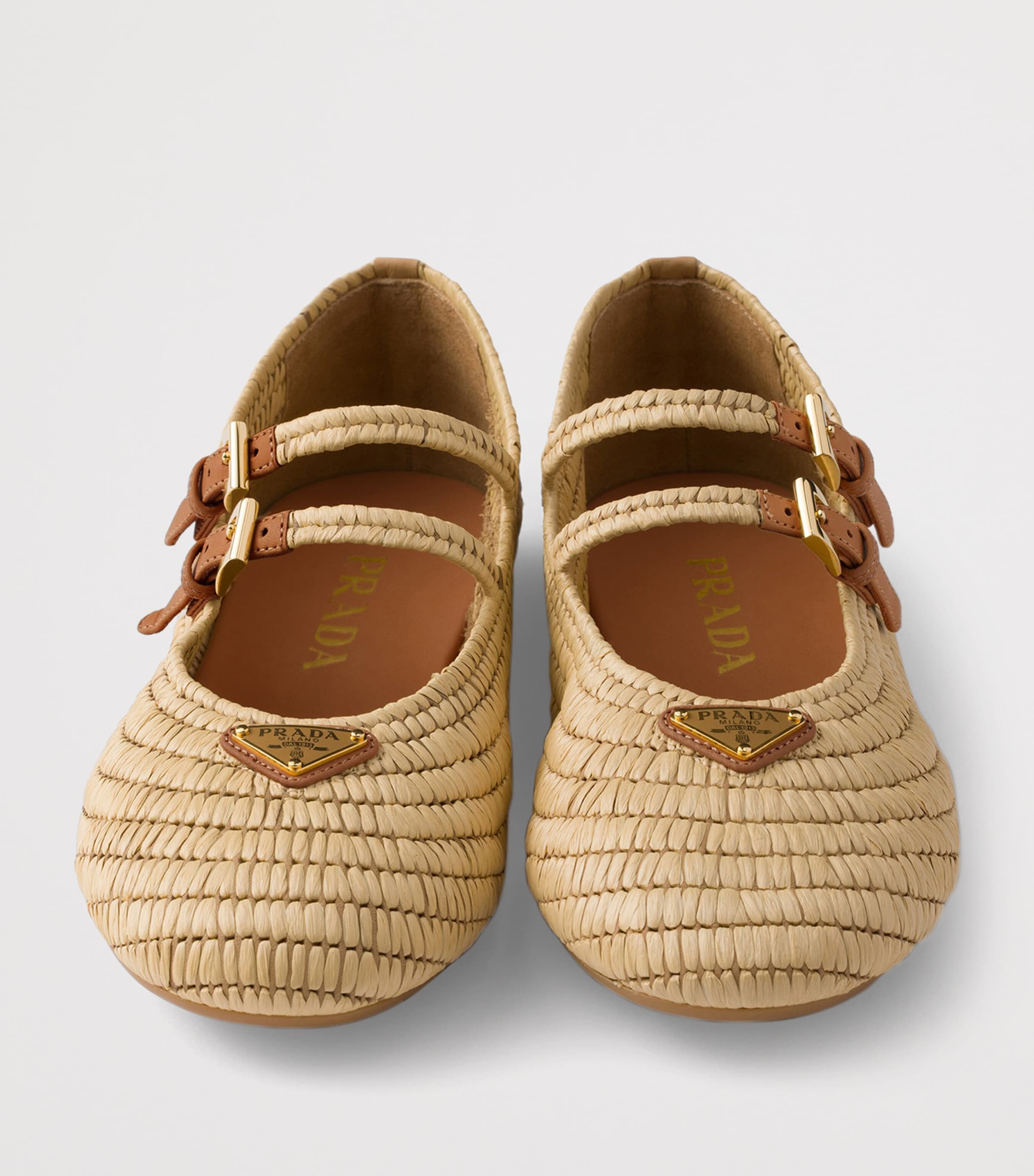 Prada Crochet Triangle Ballet Flats Neutral Image 6
