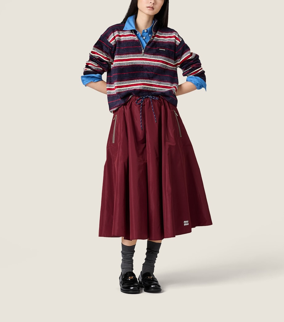 Miu Miu Womens Technical Drawstring Midi Skirt Image 2