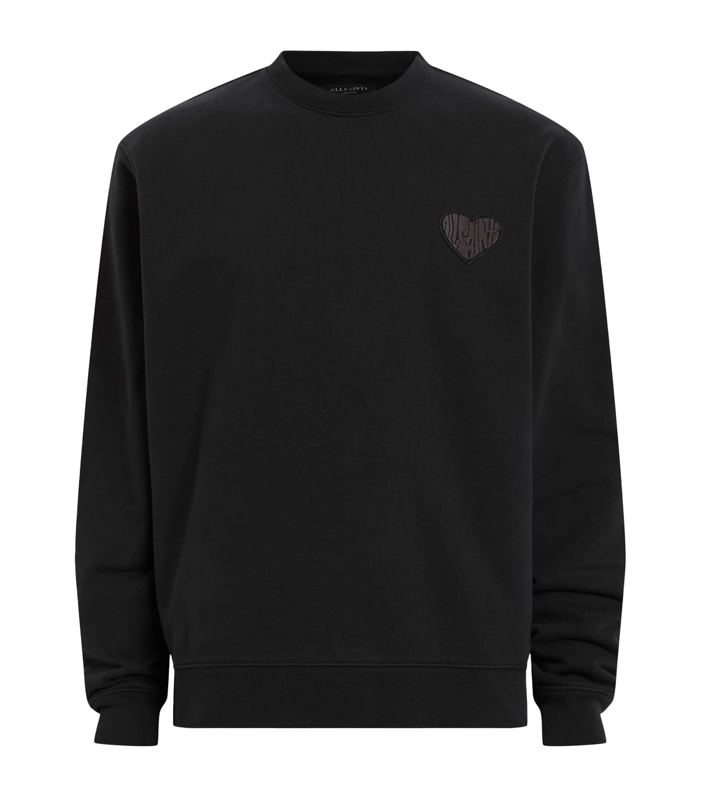 Allsaints Lover Heart Patch Relaxed Fit Sweatshirt In Black