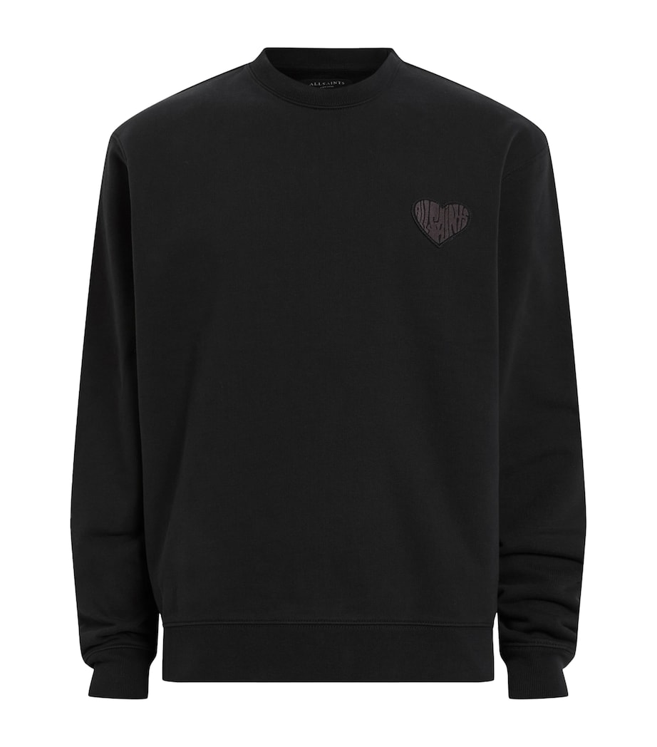 AllSaints Mens Organic Cotton Lover Sweatshirt Washed Black Image 1