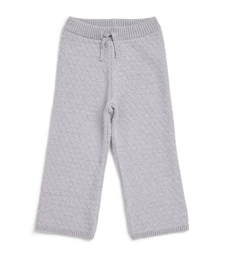 Eleventy Kids Virgin Wool Diamond-Knit Sweatpants (2-16 Years) Grigio Med Melan Image 1
