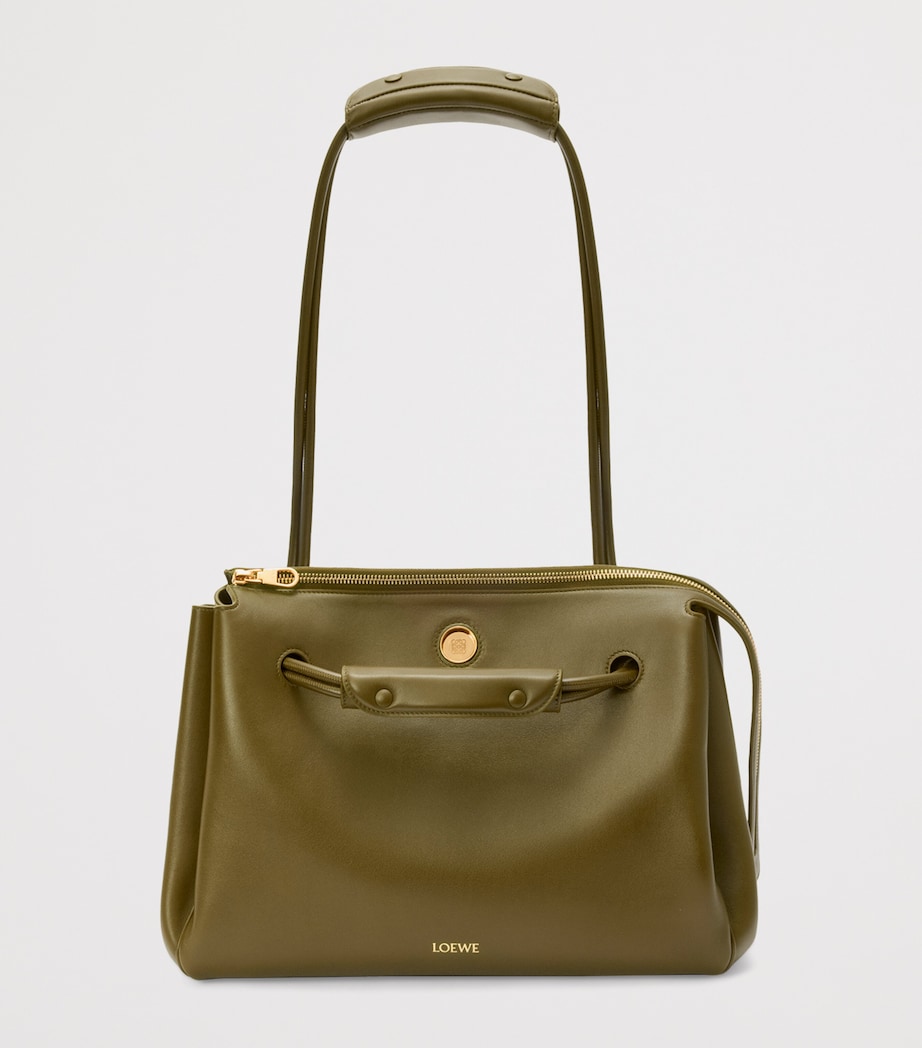 Large Leather Madrid Shoulder Bag OLIVE Image 12