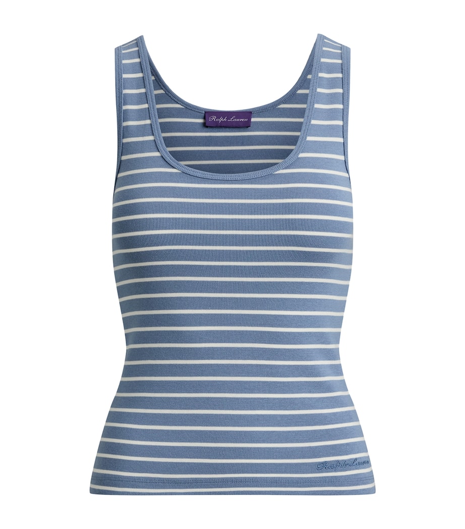Ralph Lauren Collection Womens Stripe Ellis Tank Top Chambray/lux Cream Image 1
