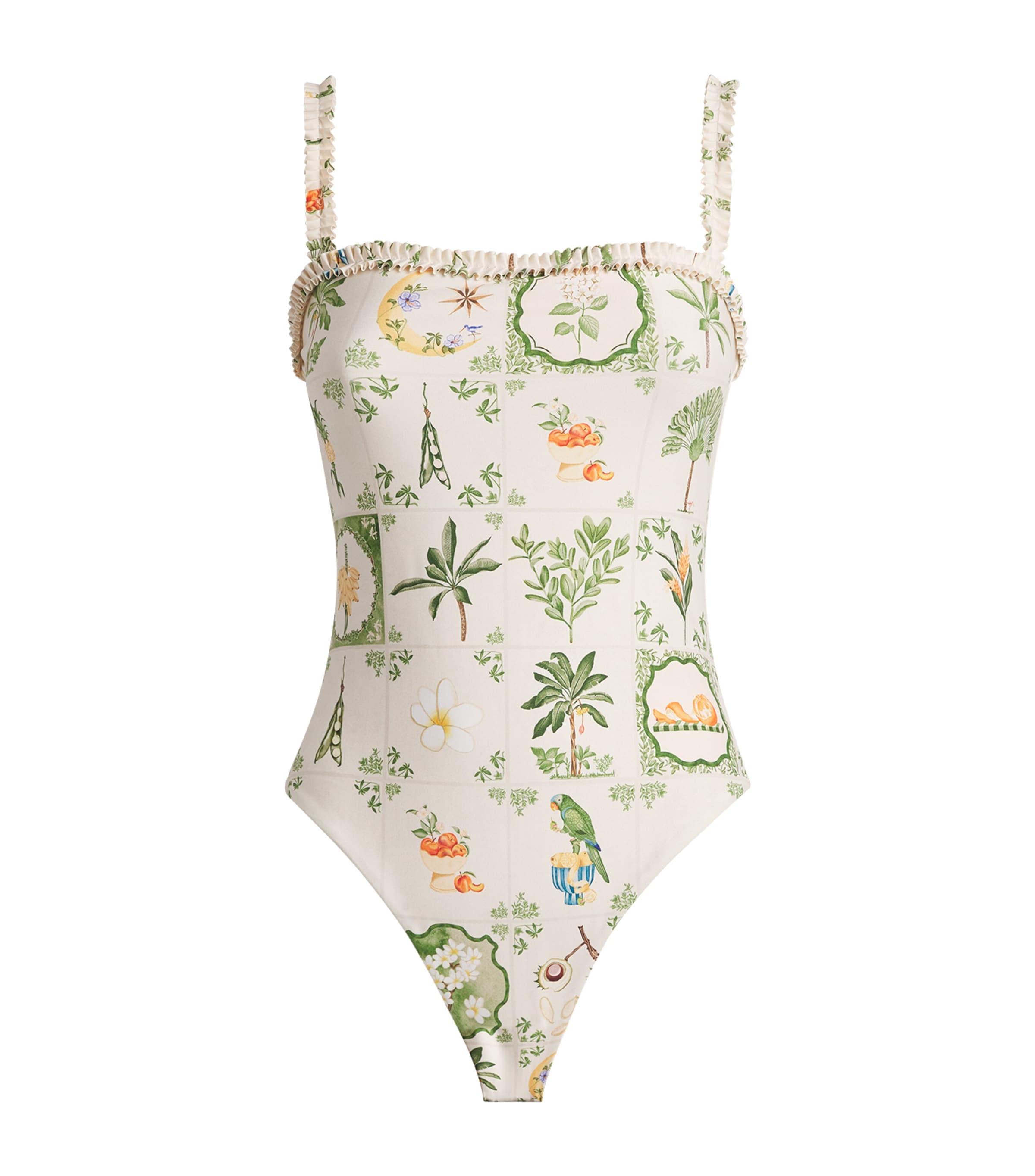 Agua By Agua Bendita Limon Patterned One-piece Swimsuit In Green