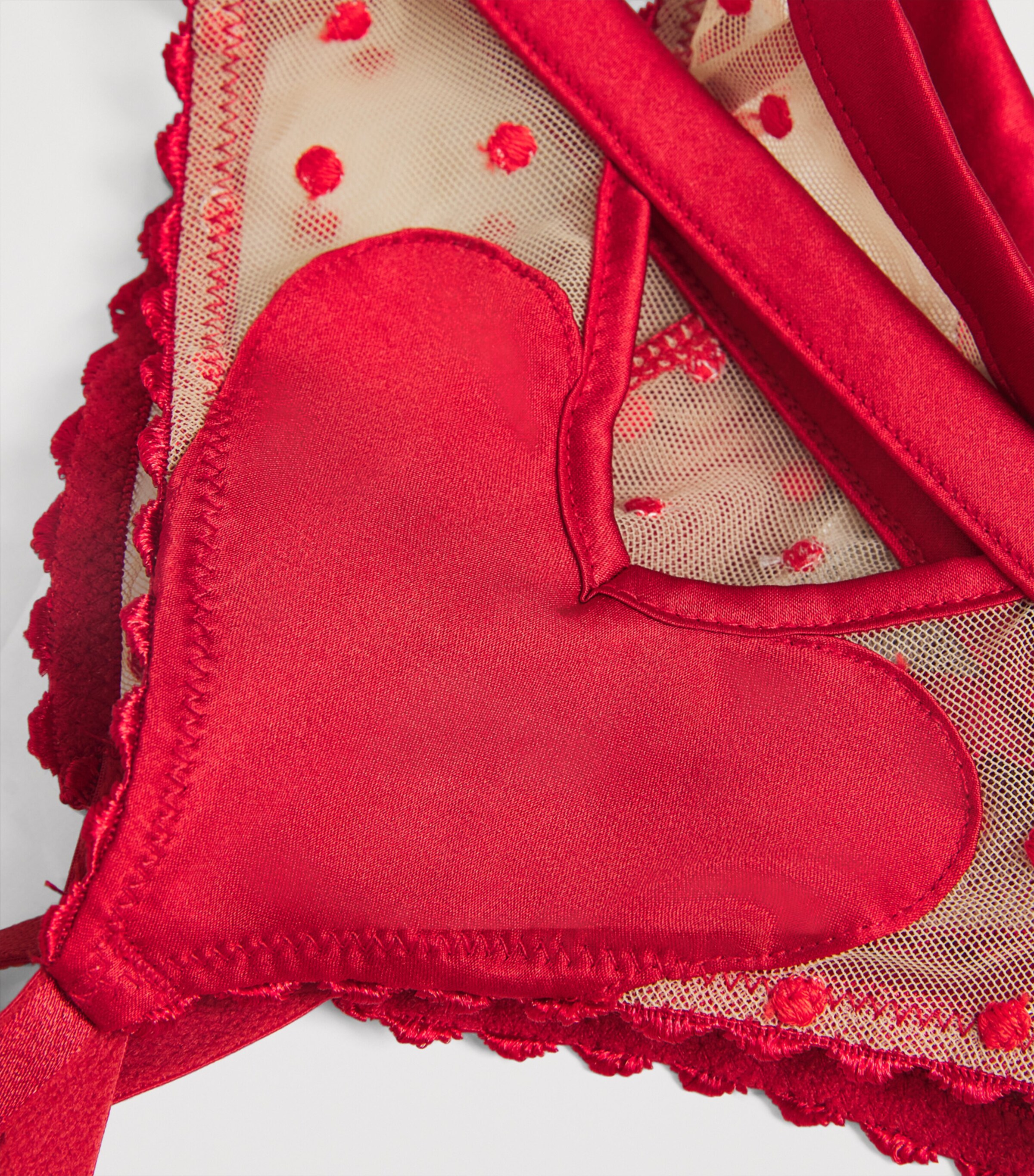 Fleur Du Mal Womens Embroidered Amour Suspender Belt Rouge Image 4