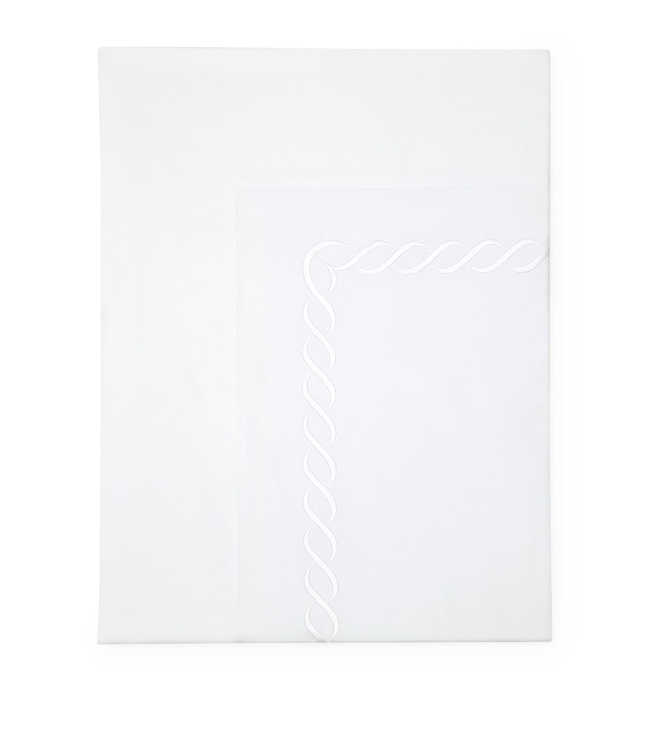 Treccia Super King Flat Sheet (300cm x 270cm) WHITE/WHITE Image 1