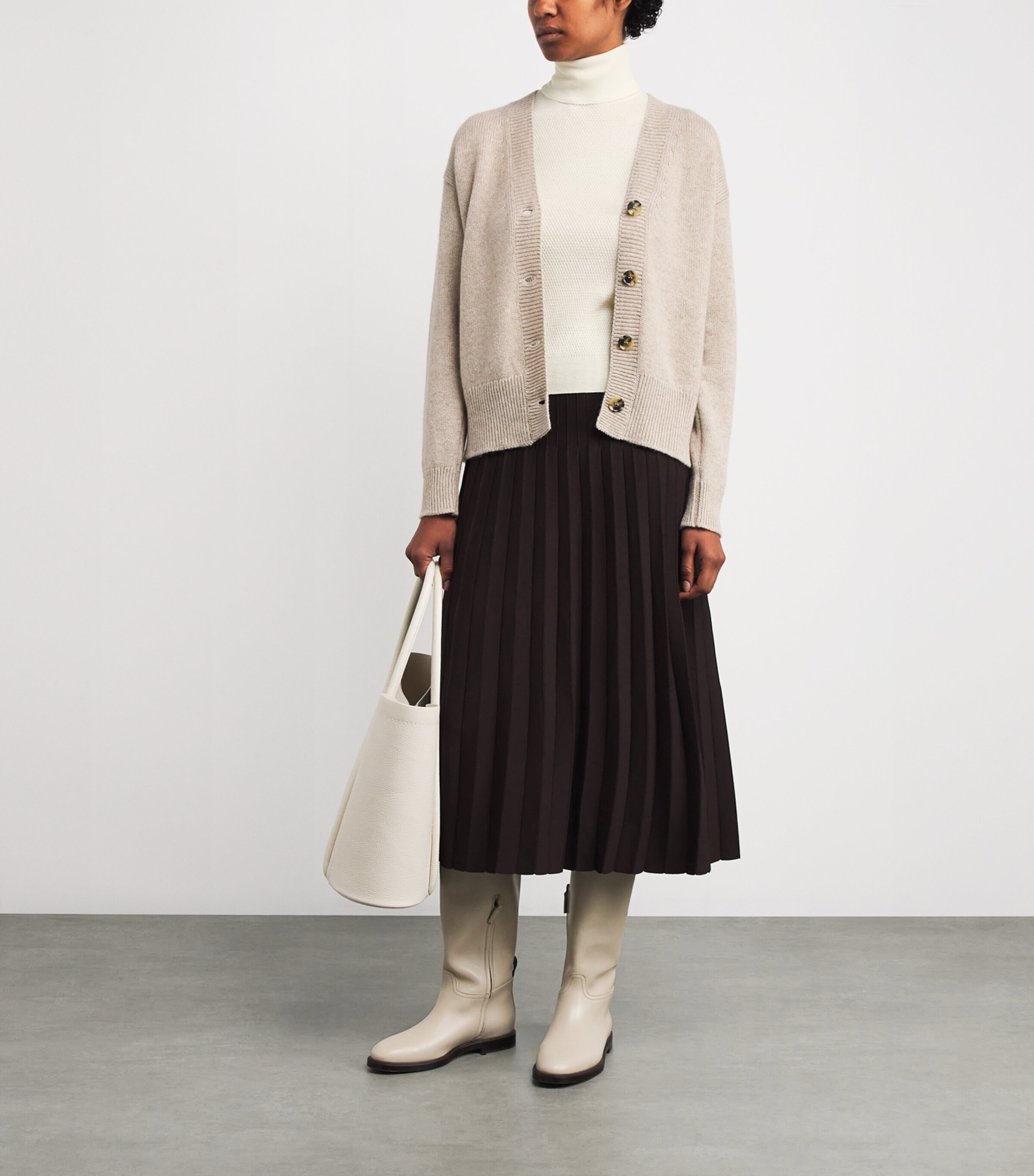 Cashmere Short-Sleeve Rollneck Sweater BIANCO Image 2