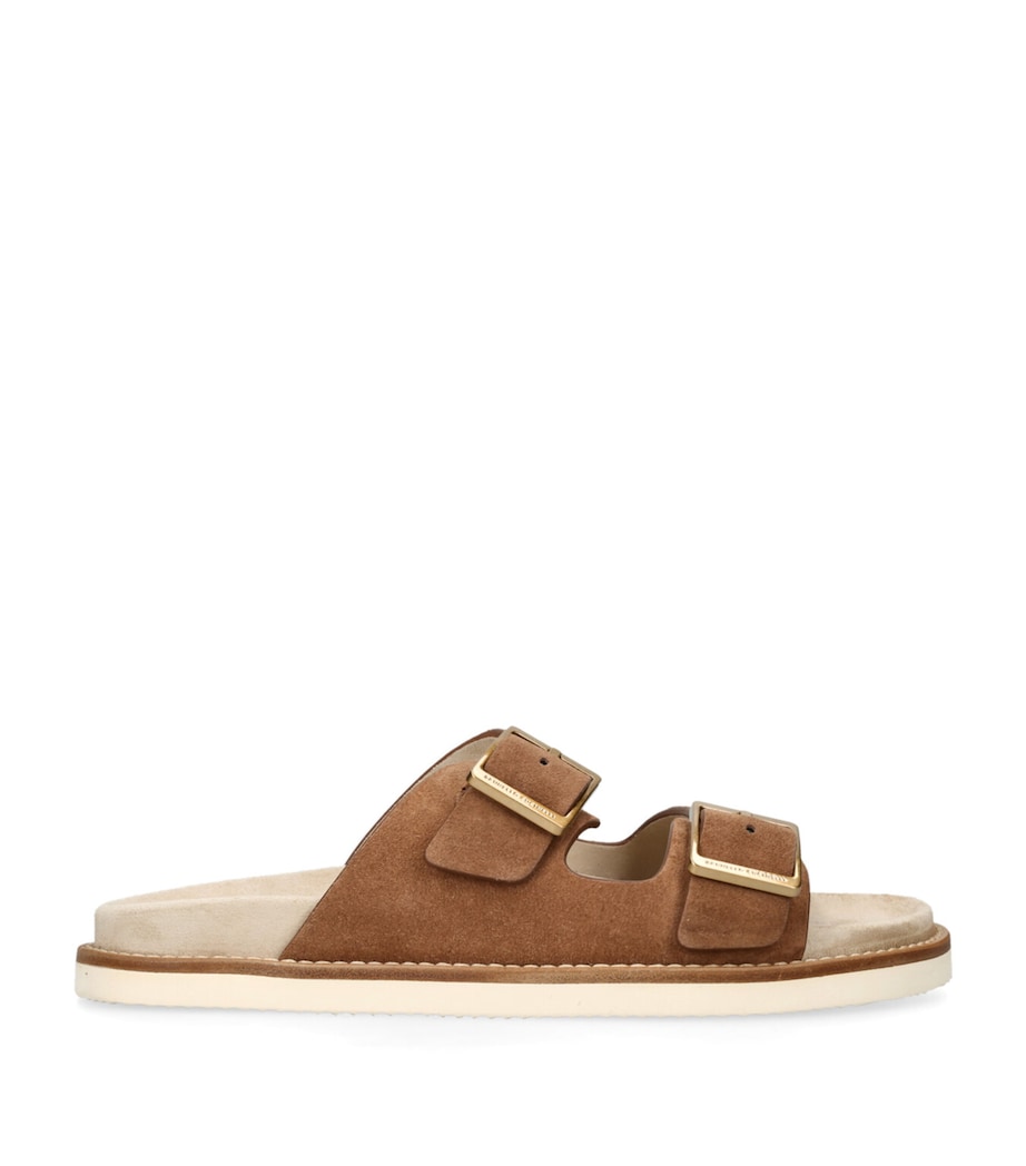 Suede Double-Strap Sandals MID BROWN Image 1