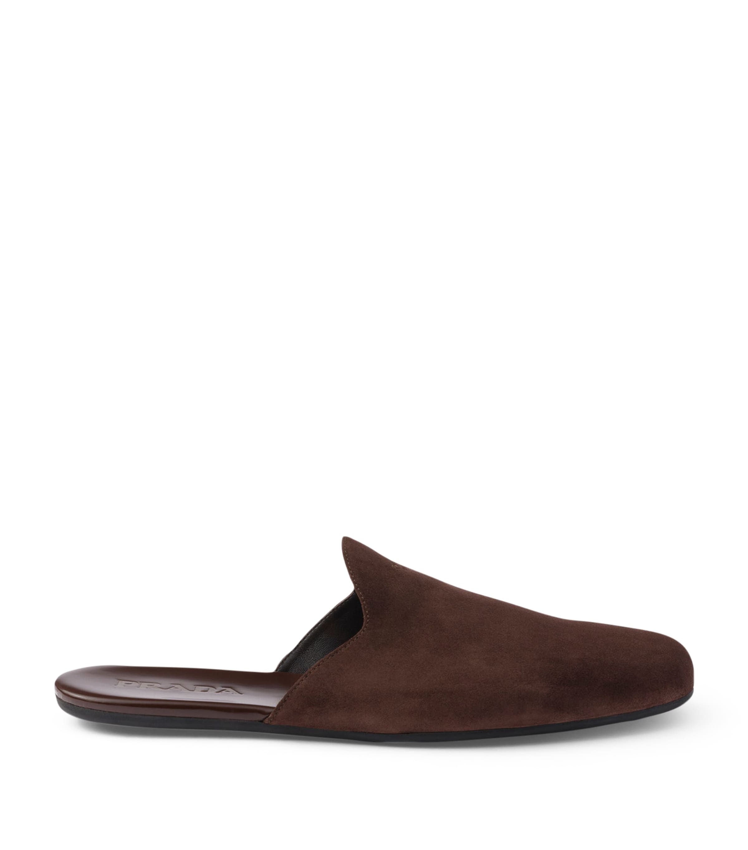 Prada Flat Sole Calf Hair Mules In Transparent