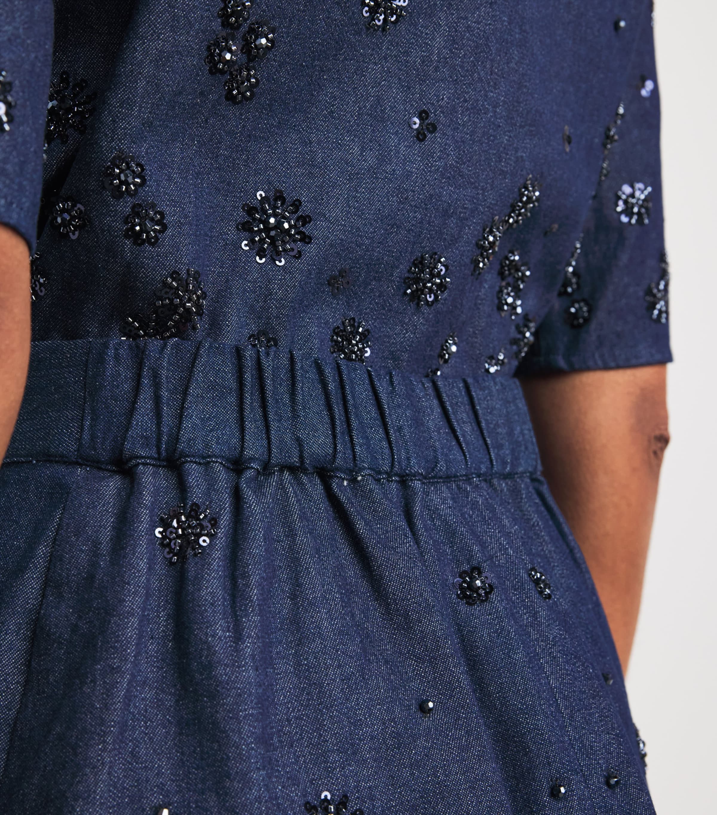 Maje Womens Embellished Denim Shorts Navy Image 3