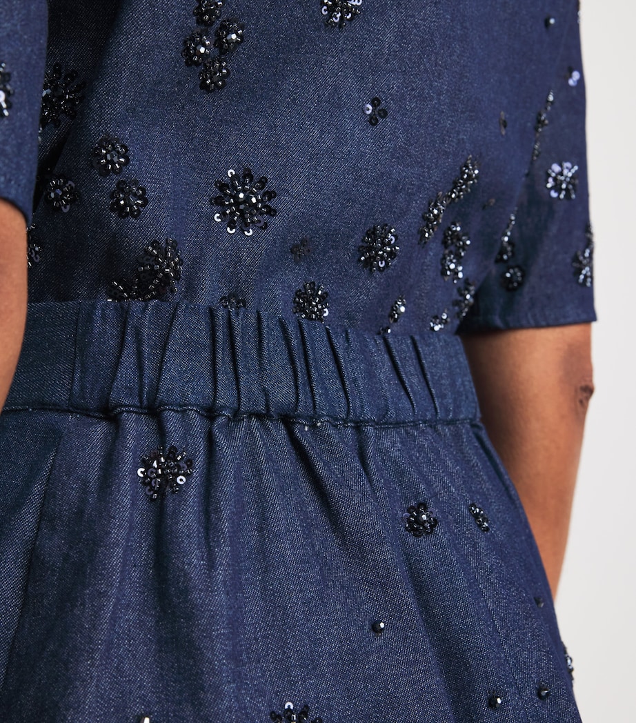 Maje Womens Embellished Denim Shorts Navy Image 3