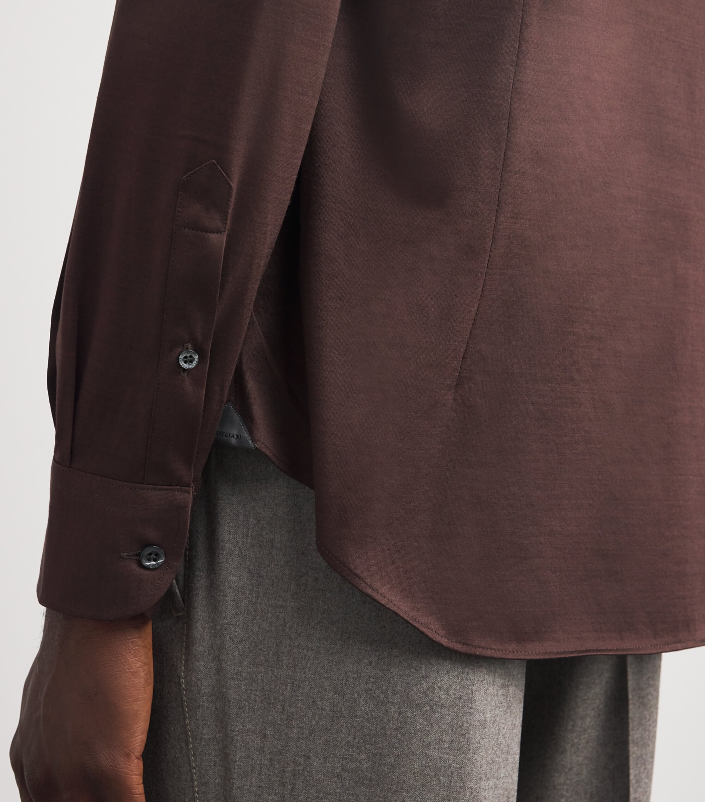 Corneliani Mens Cotton Long-Sleeve Shirt Brick Brown Image 6