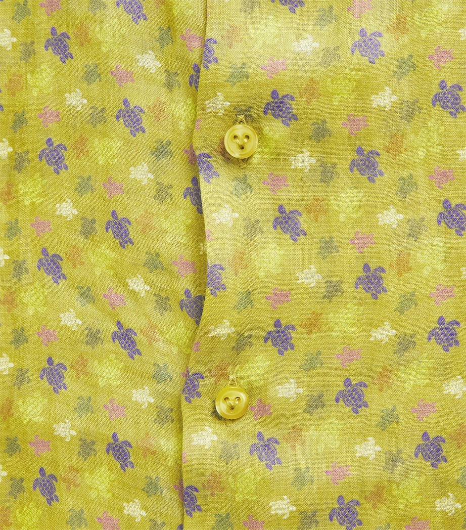 Vilebrequin Mens Ramie Turtle Print Shirt Absinthe Image 6