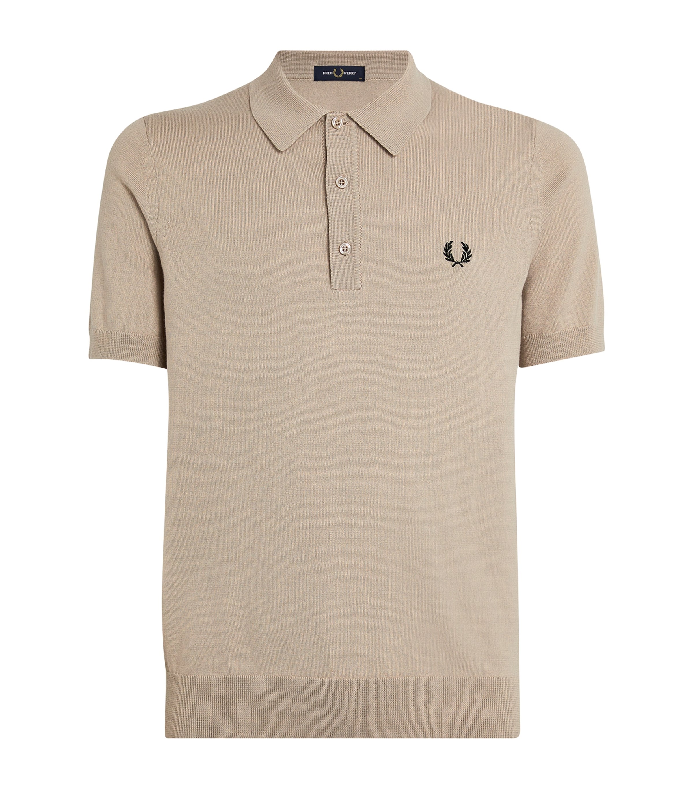 Fred Perry Merino Wool-cotton Polo Shirt In Neutral