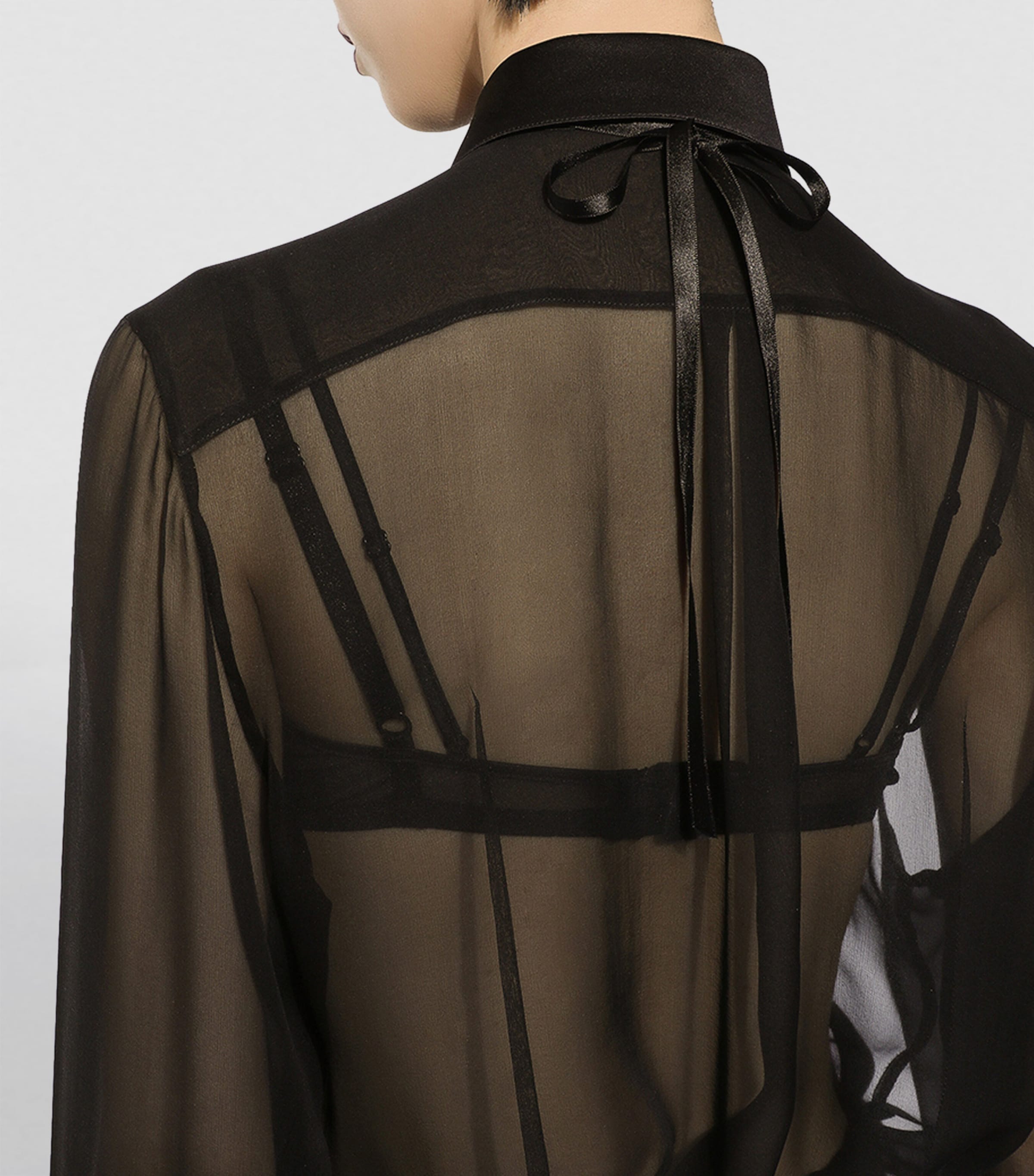 Lace Sheer Shirt N0000-BLACK Image 5