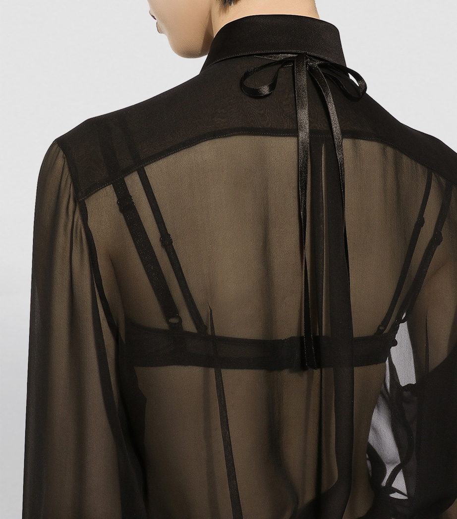 Lace Sheer Shirt N0000-BLACK Image 5