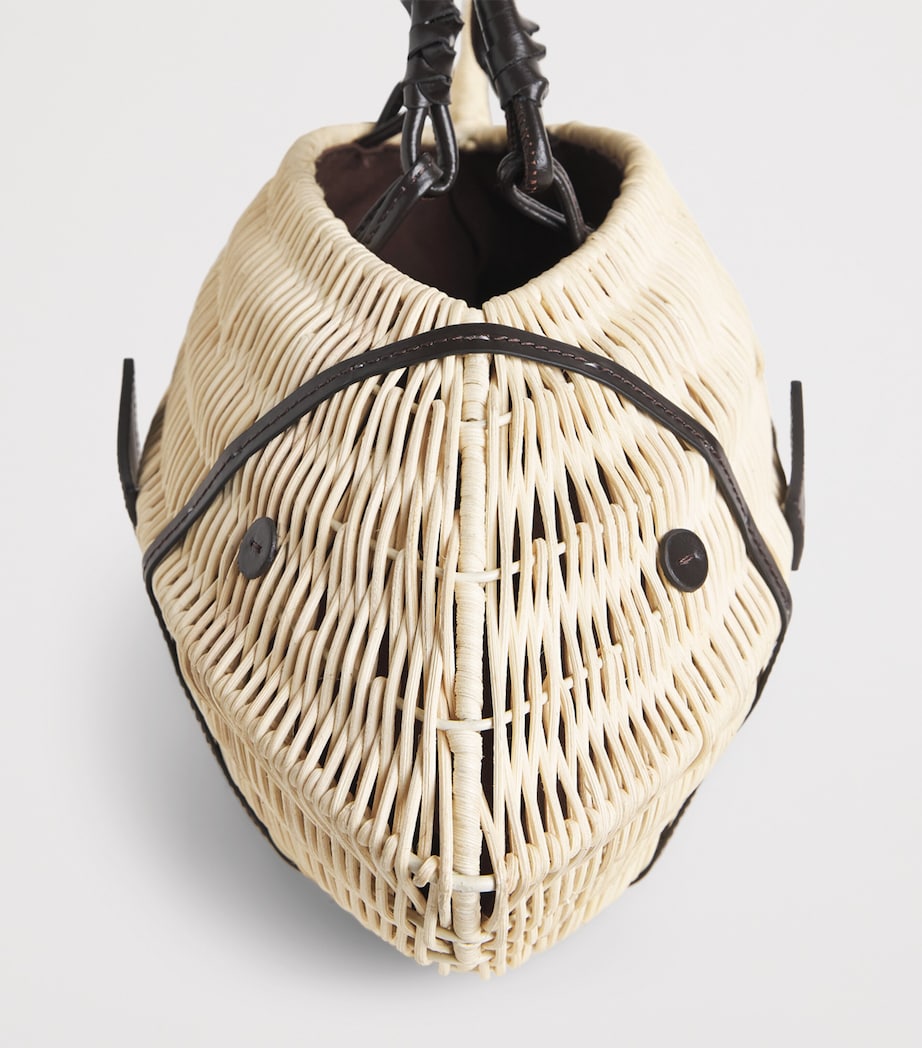 STAUD Wicker Cleo Fish Top-Handle Bag Nat Natural Image 5