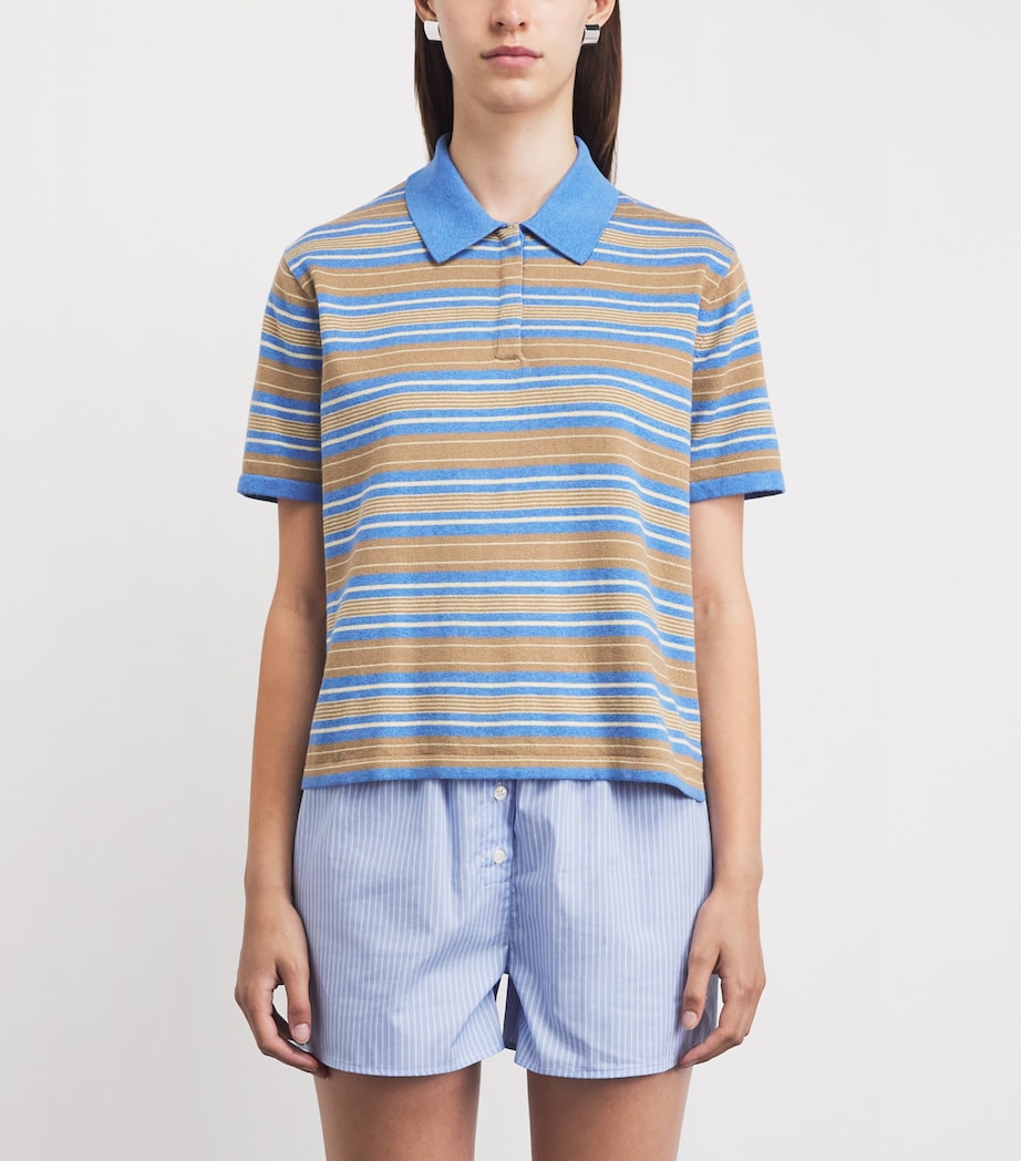Guest In Residence Womens Cotton-Cashmere Stripe Rugby Shirt Delft Blue Combo Image 4
