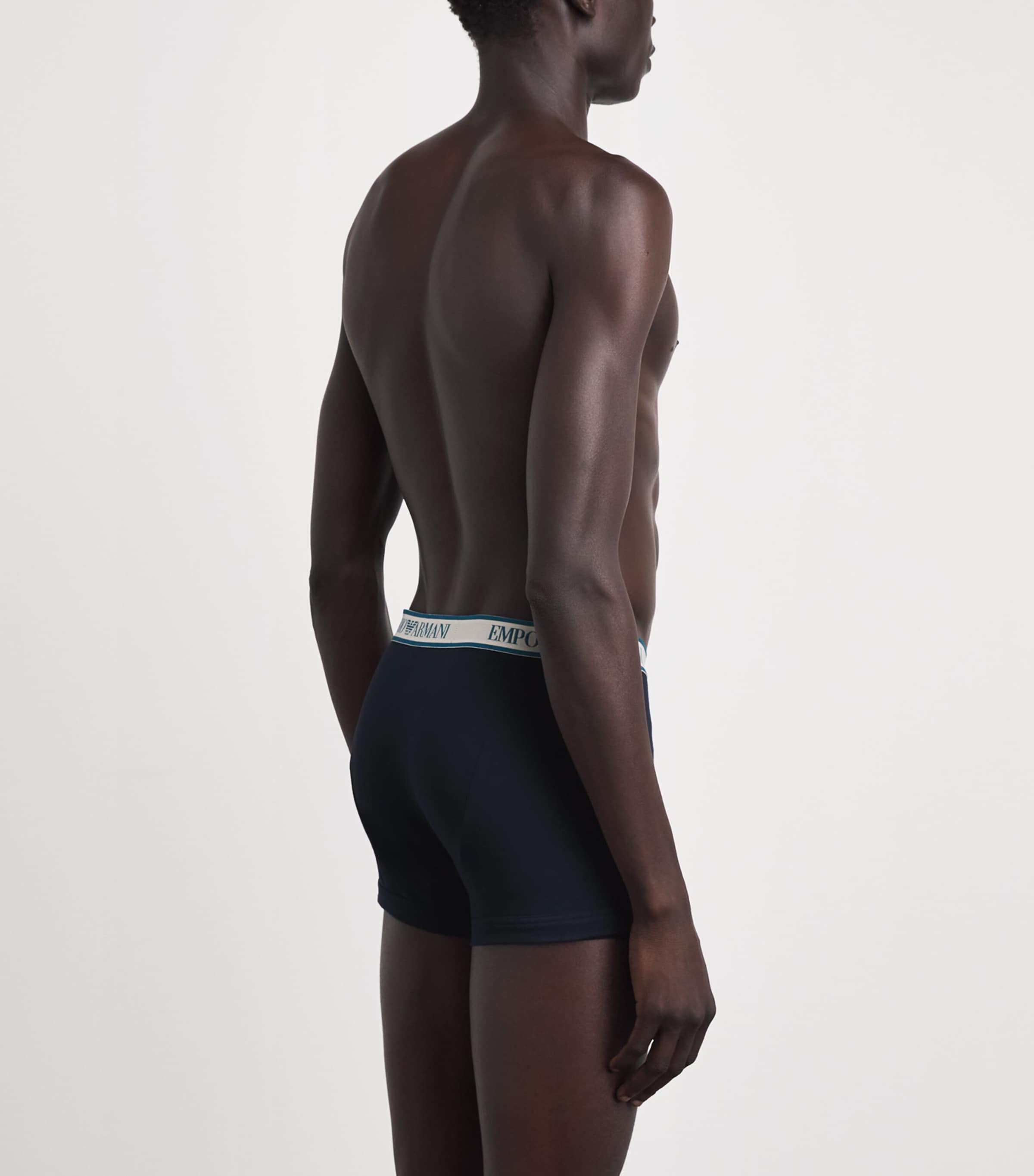 Emporio Armani Mens Stretch-Cotton Logo Trunks (Pack of 3) Blu/octan Image 3
