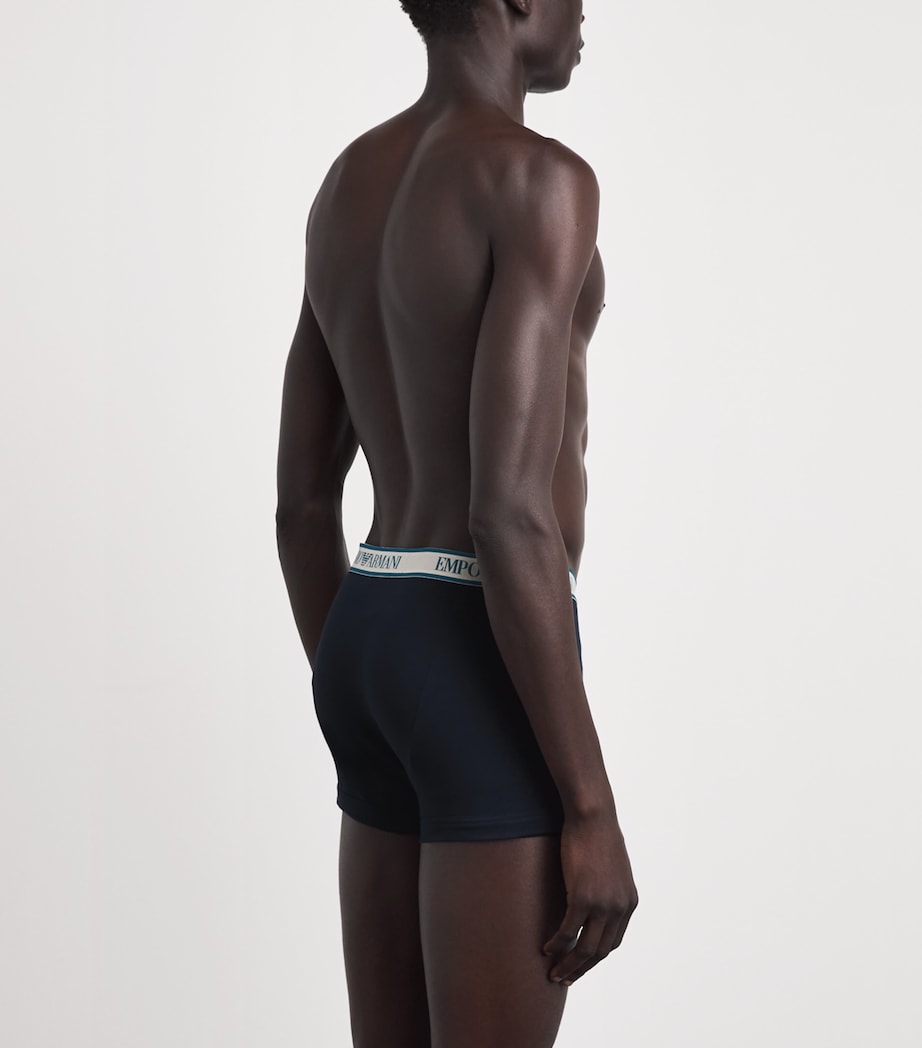 Emporio Armani Mens Stretch-Cotton Logo Trunks (Pack of 3) Blu/octan Image 3