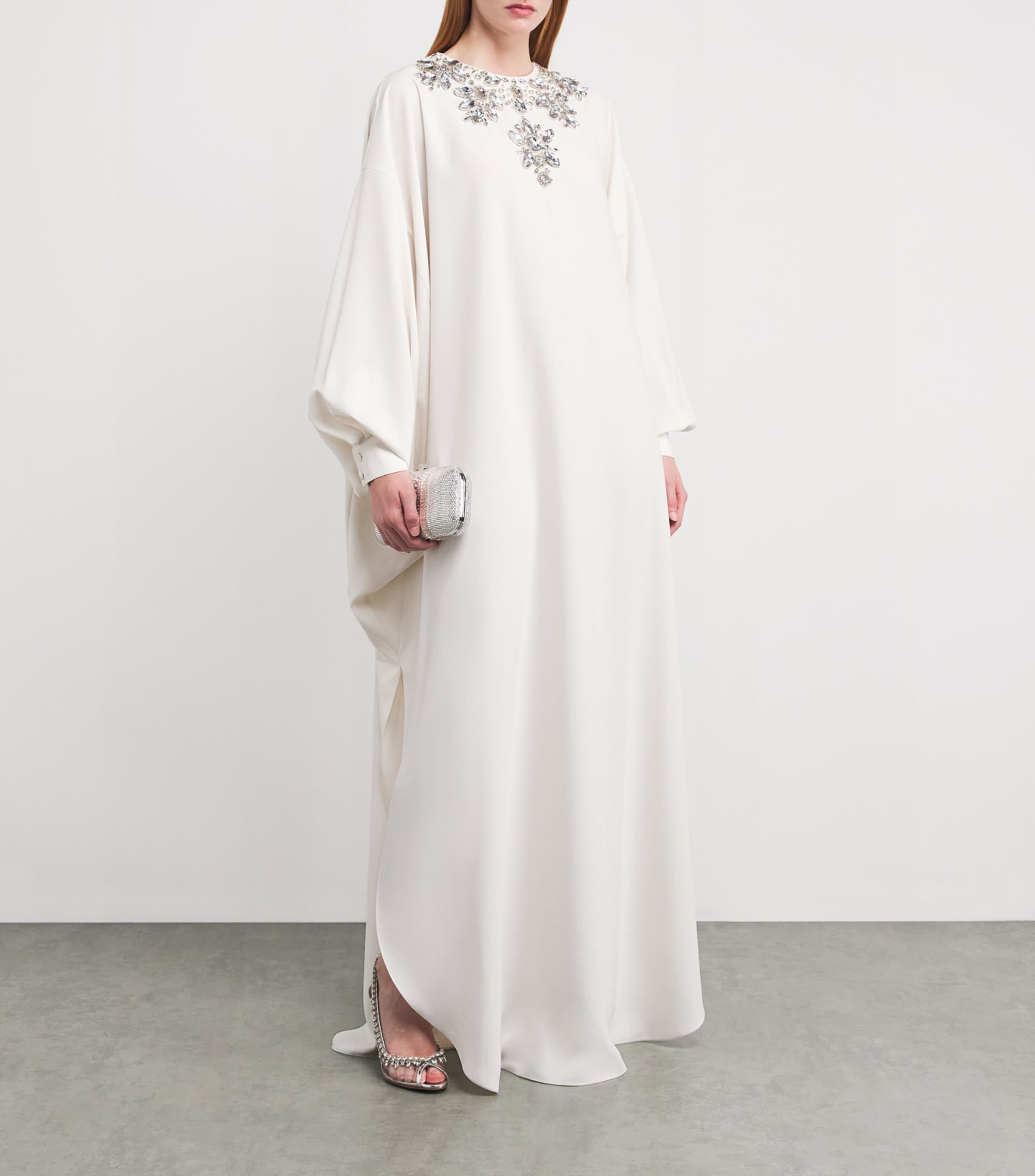 Cady Embroidered Kaftan Gown MS0007 - WHTE / SLVR Image 2