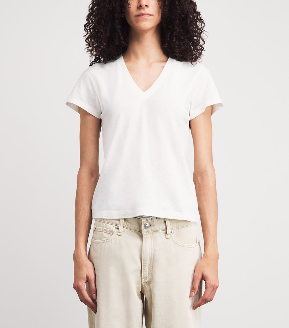 ME+EM Womens Hemp-Cotton V-Neck T-Shirt Fresh White Image 4