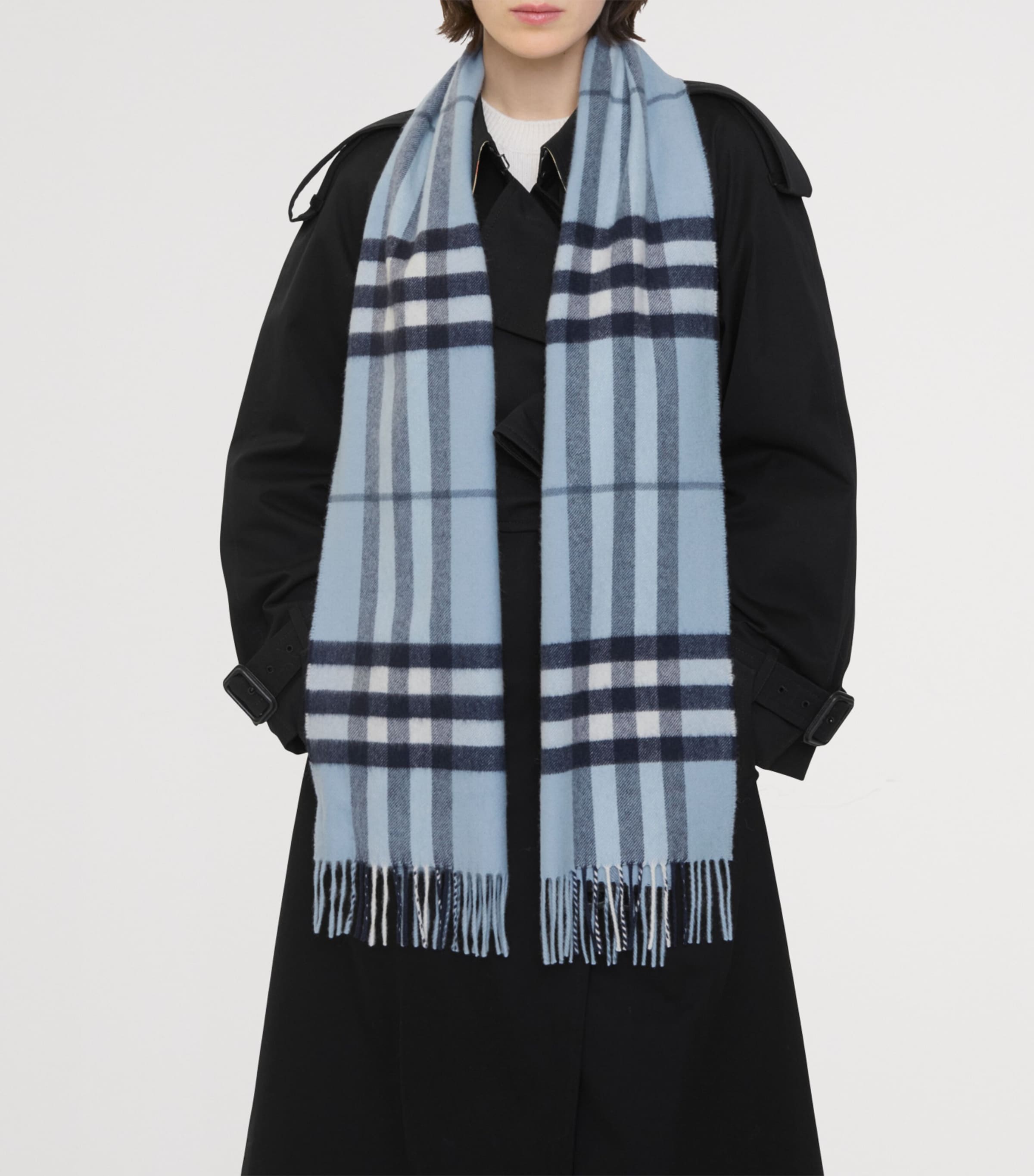 Burberry Blue Cashmere Check Scarf | Harrods US