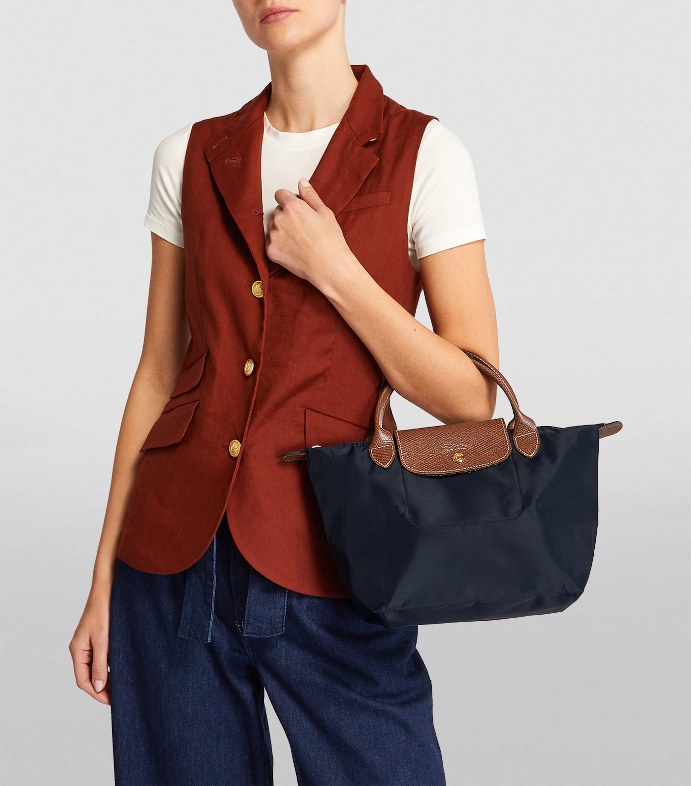 Small Le Pliage Original Handbag P68 NAVY Image 4