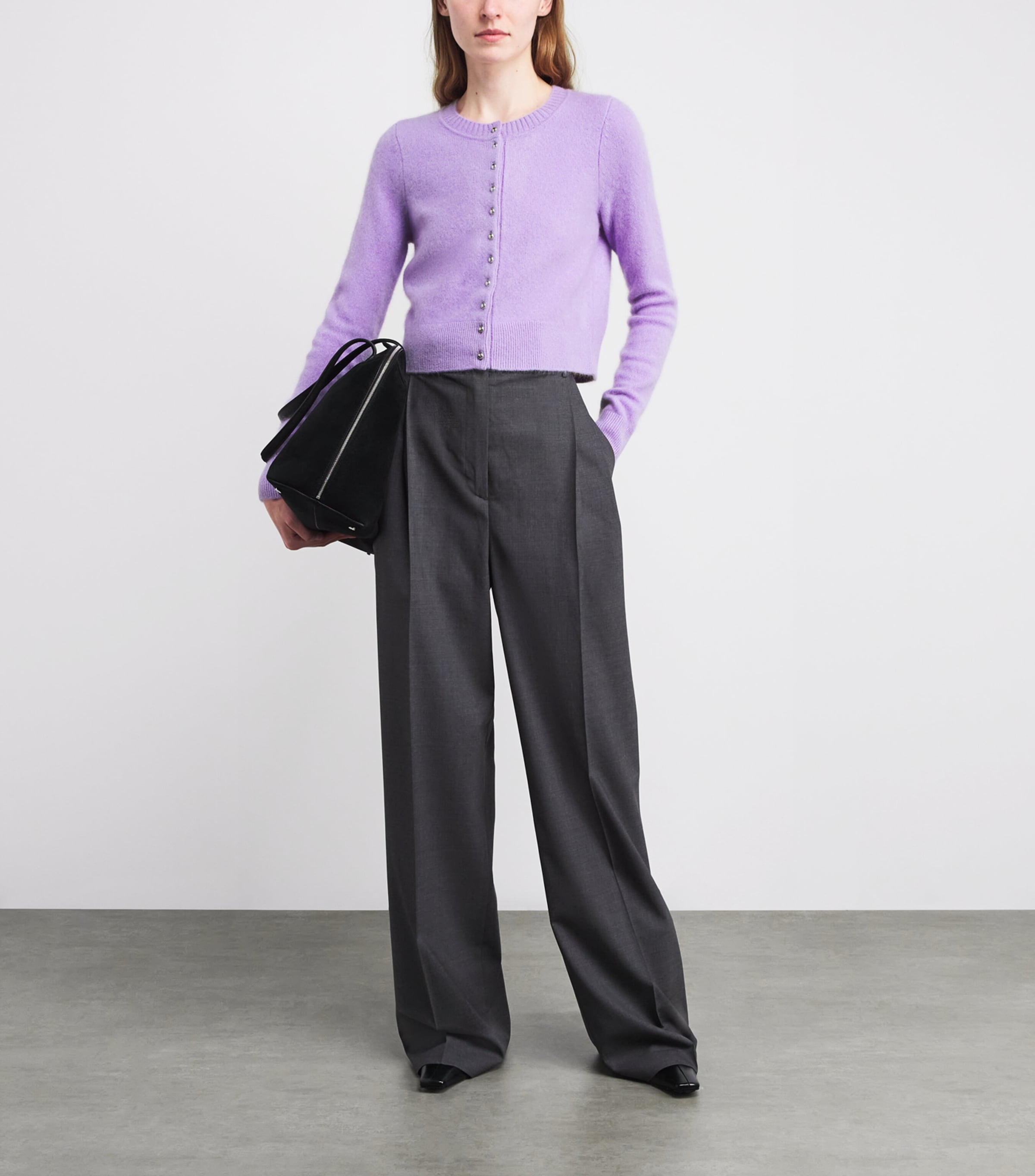 Wool Brushed Cardigan LIGHT PURPLE Image 2