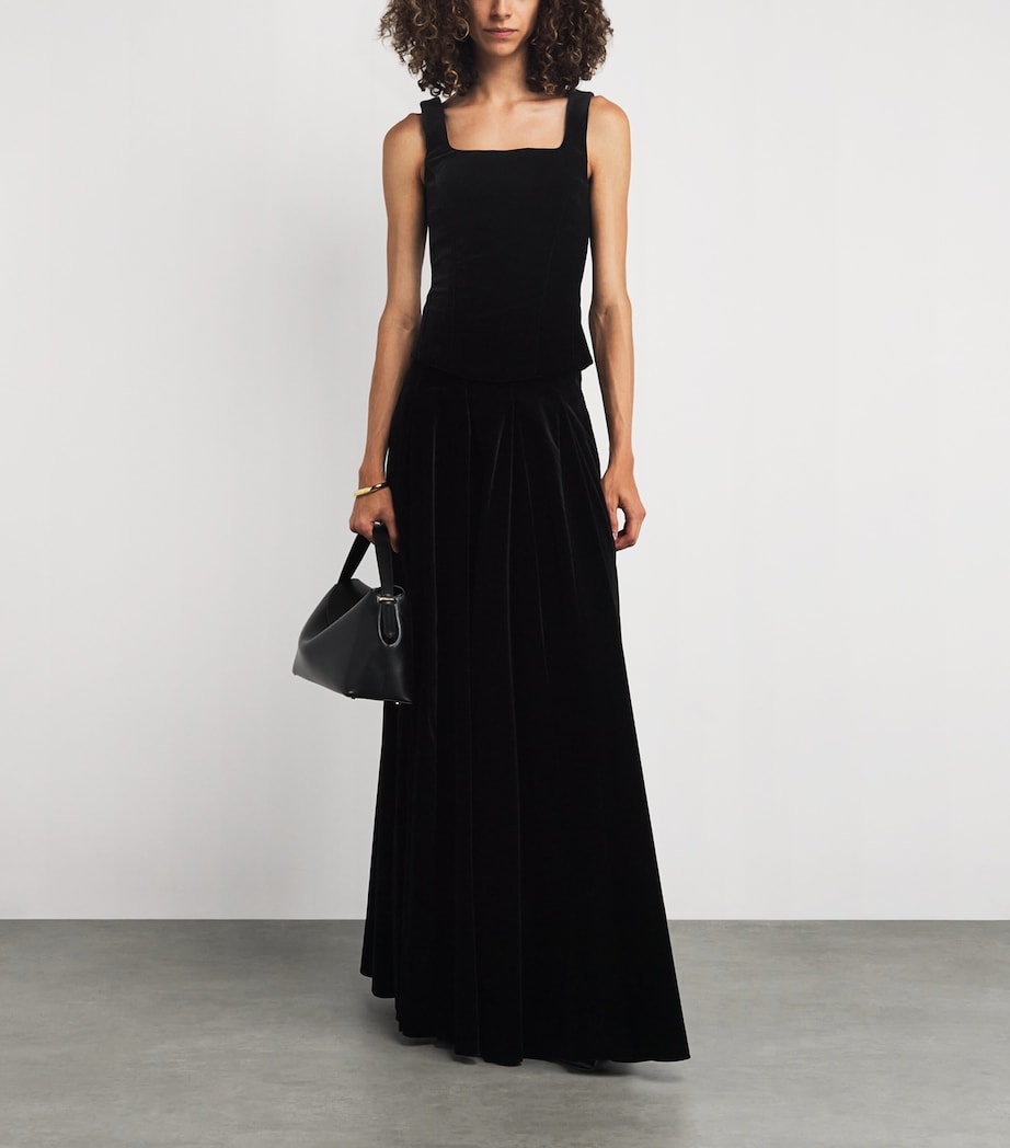 Velvet Maxi Skirt BLACK Image 2