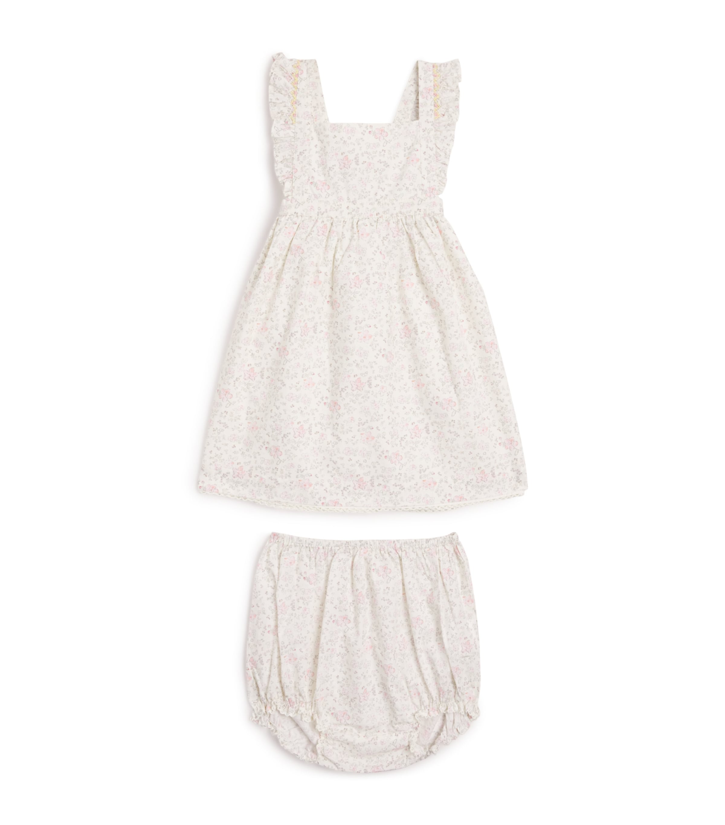 Marie-Chantal Cotton Cleo Athena Frill Dress (3-24 Months) Poreclain/rose Image 1