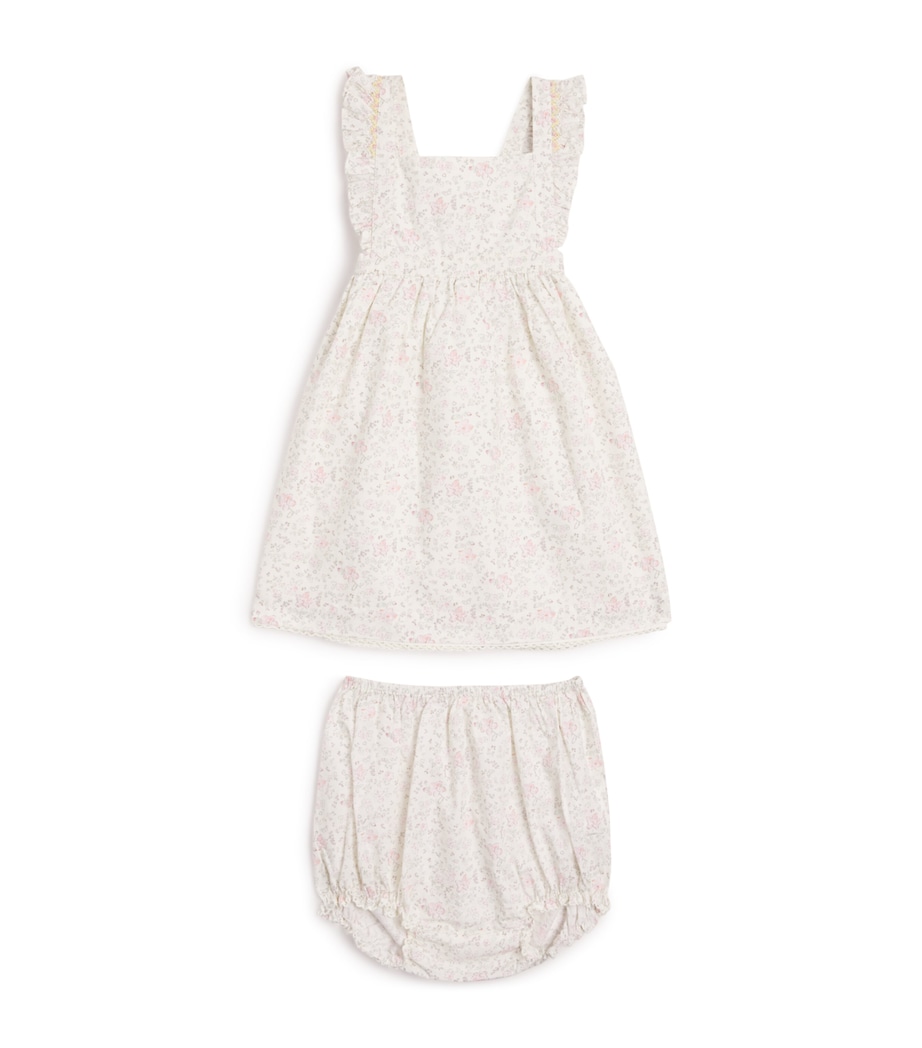 Marie-Chantal Cotton Cleo Athena Frill Dress (3-24 Months) Poreclain/rose Image 1