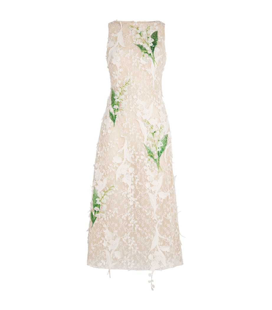 LEO LIN Womens Lace Embellished Cleo Midi Dress Snow Image 1