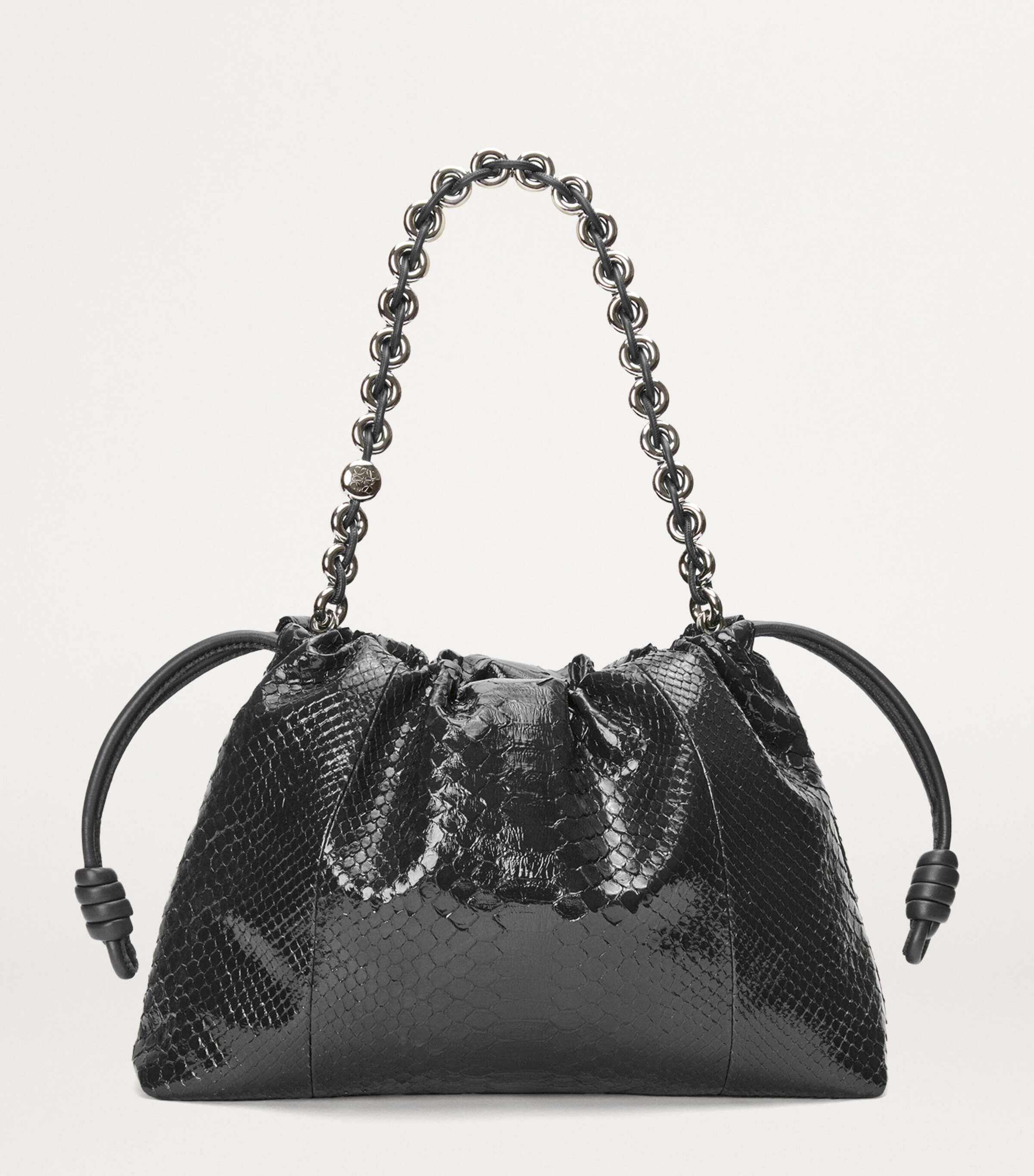 Large Patent Python Flamenco Purse BLACK Image 2