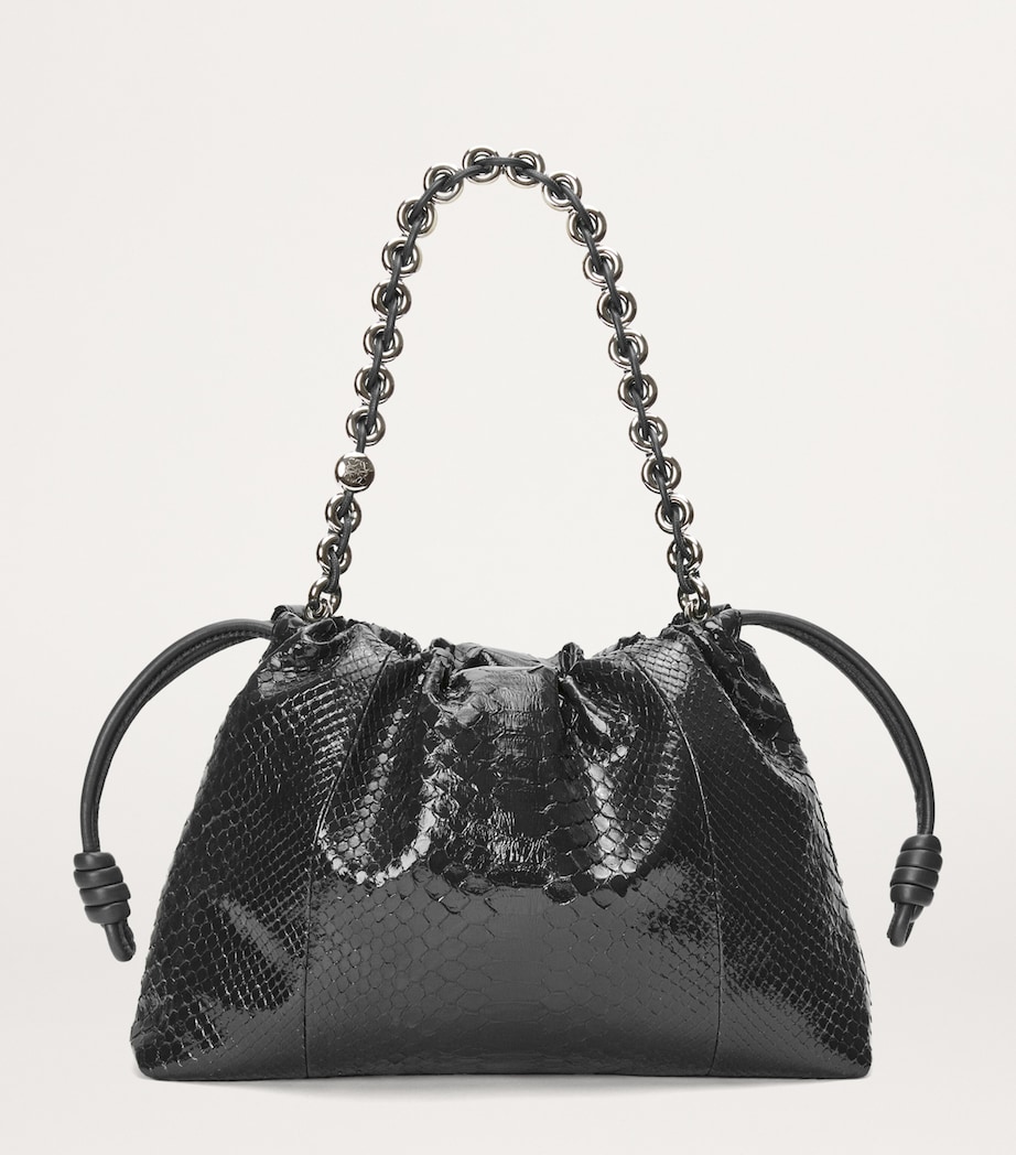 Large Patent Python Flamenco Purse BLACK Image 2