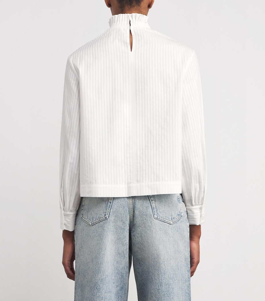 Cotton Ruffled Collar Blouse WHITE Image 4