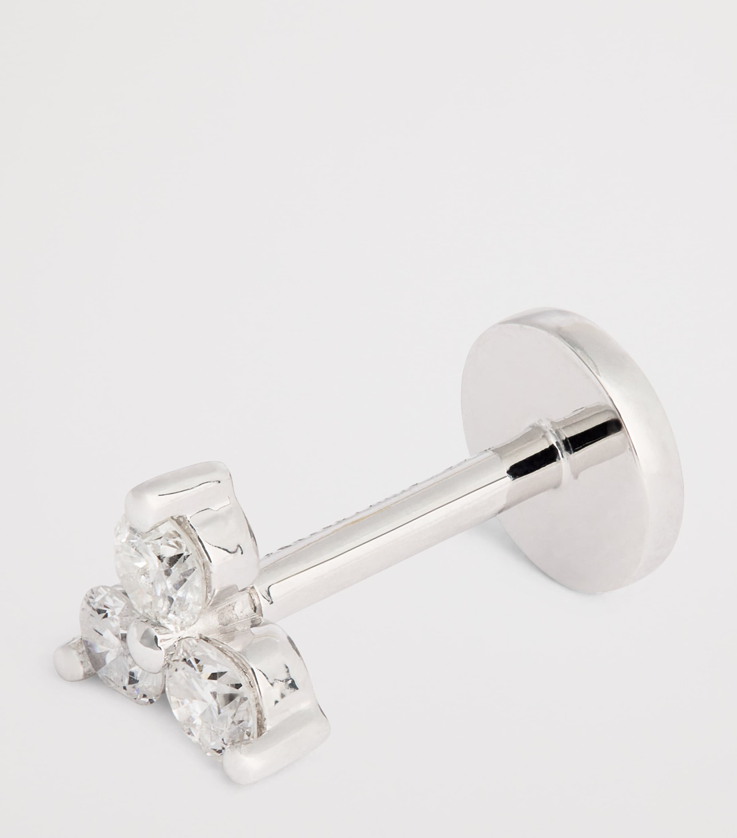 White Gold and Diamond Triangle Single Earring WHITE GOLD Image 6