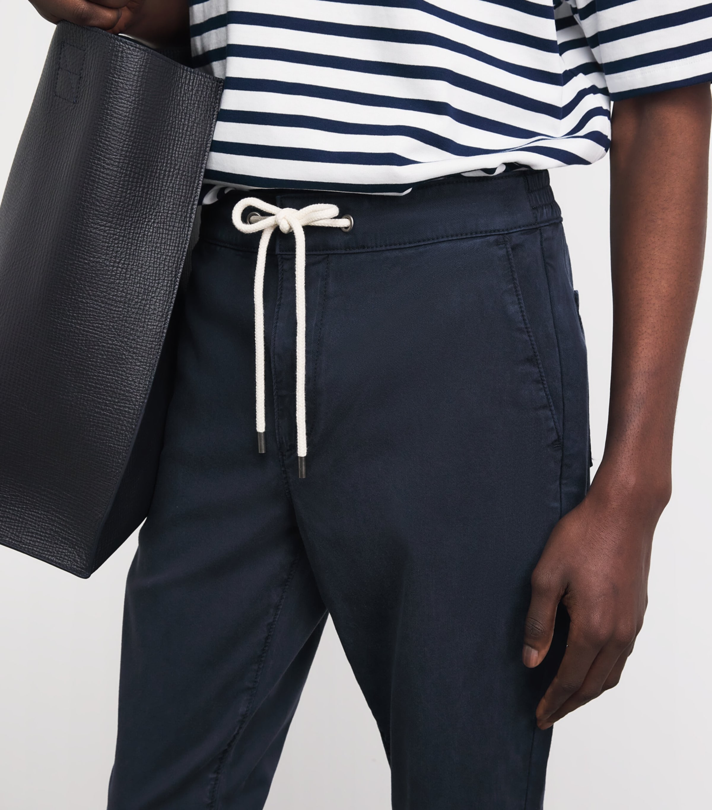 PAIGE Mens Drawstring Fraser Chinos Vintage Deep Anchor Image 3