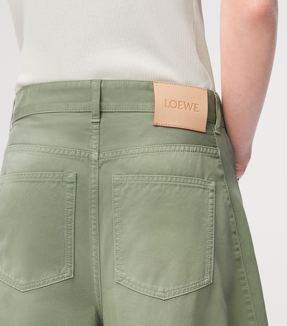 LOEWE x Paula's Ibiza Cotton Twill Washed Barrel Trousers Sage Image 5