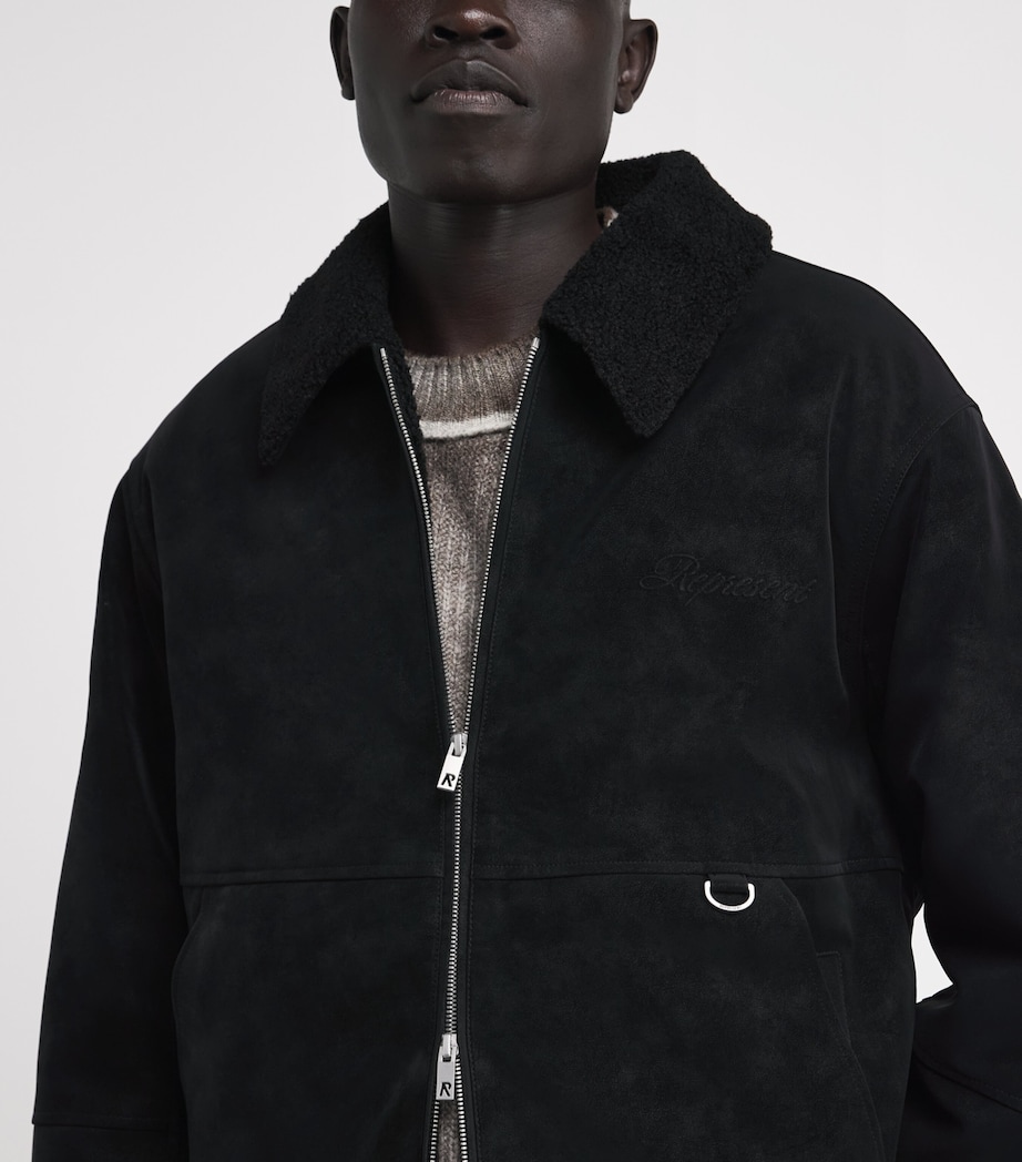 Faux Shearling Bomber Jacket JET BLACK Image 6