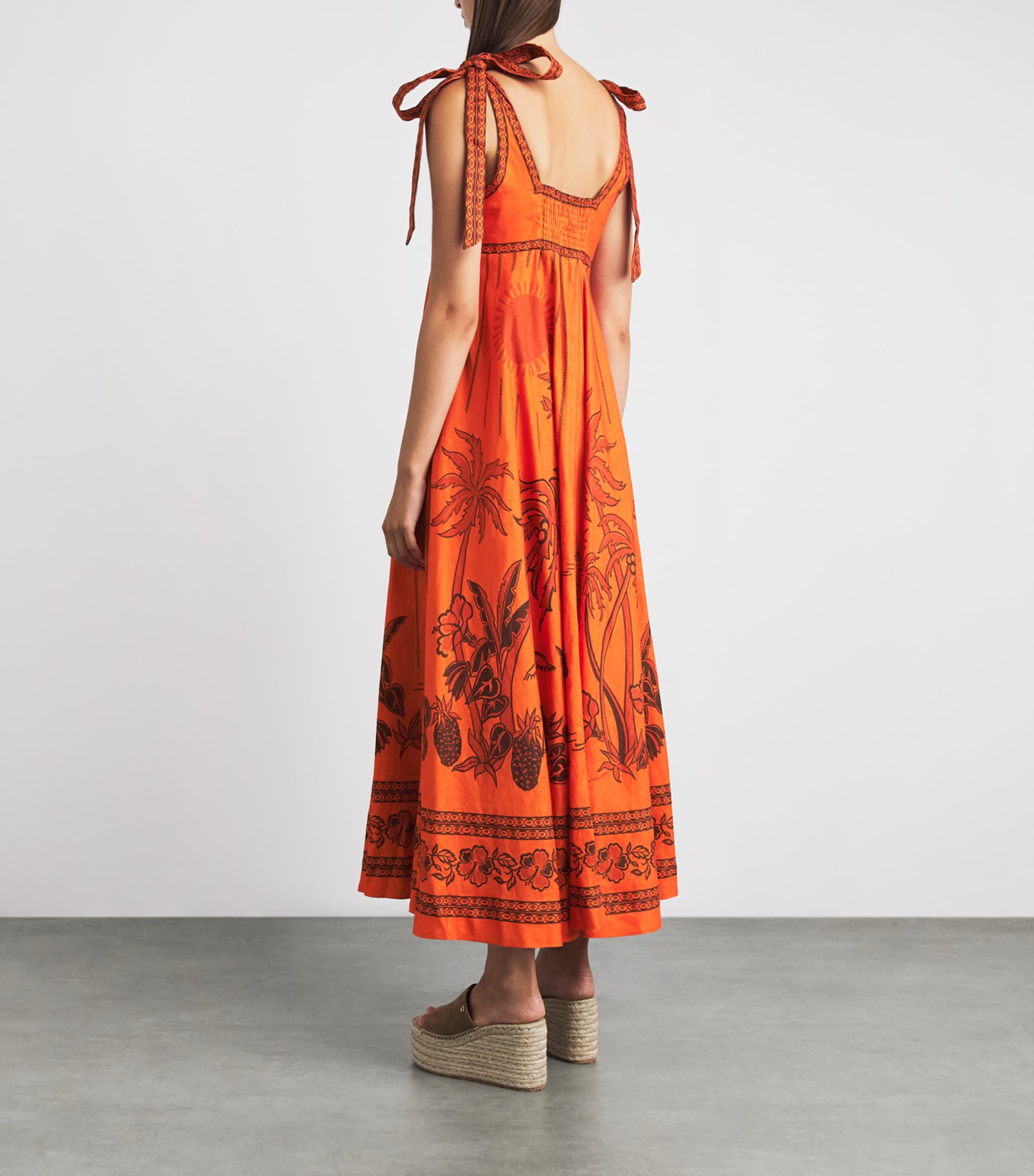 ALEMAIS Womens Linen Boathouse Shift Dress Orange Image 4